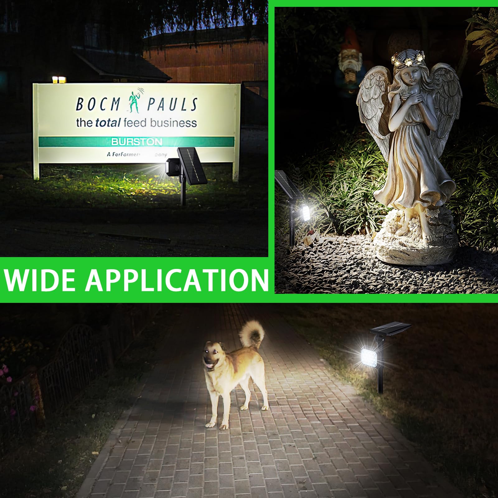 JSOT Solar Spot Lights - 700 Lumen Waterproof Outdoor Landscape Lighting - Cool White Light - 4 Pack - ABS Plastic & Monocrystalline Silicon