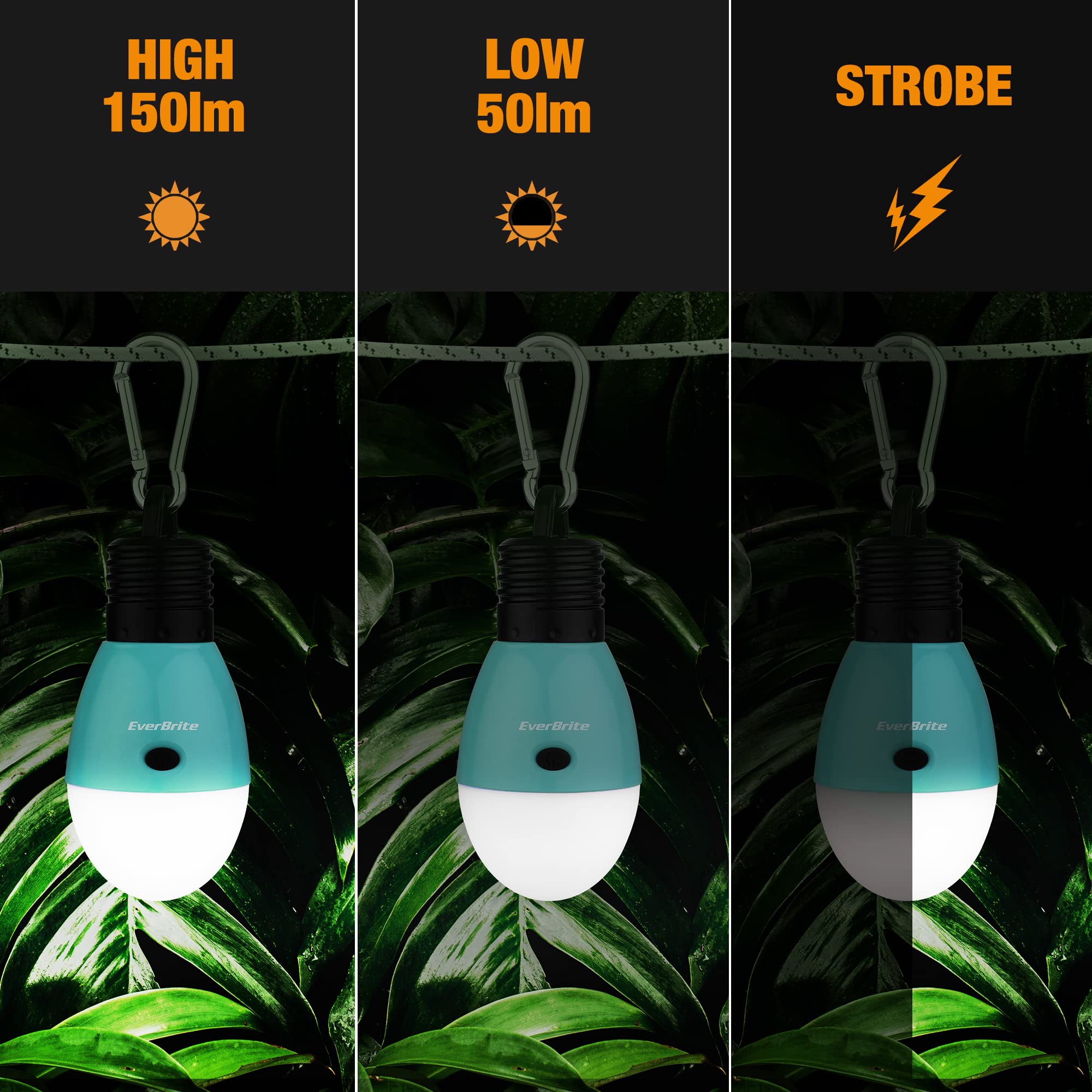 EverBrite Camping Light - Rechargeable Tent Lantern, 3 Lighting Modes, ABS Material, Blue, Model E101103AE
