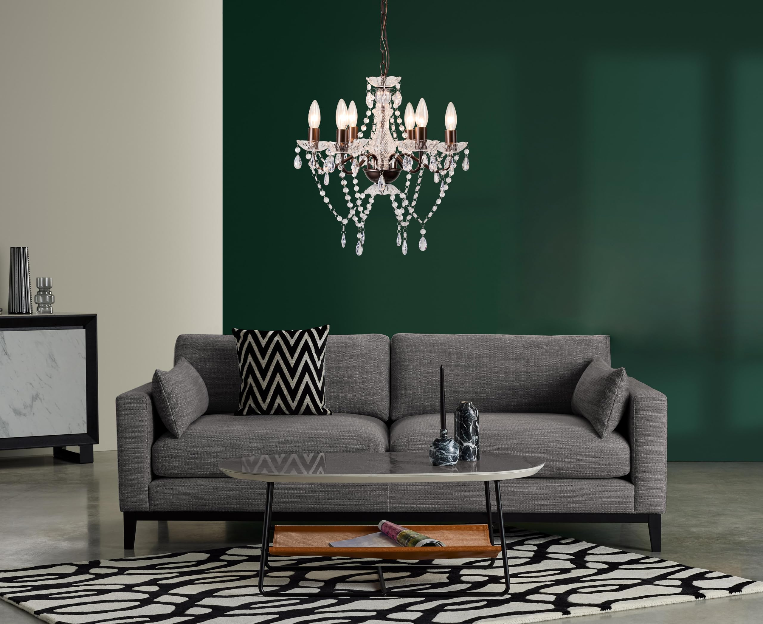 Mr.Color Bronze Chandelier Modern Farmhouse 6-Light Candle Style Chandelier For Living Room Dining Room Bedroom