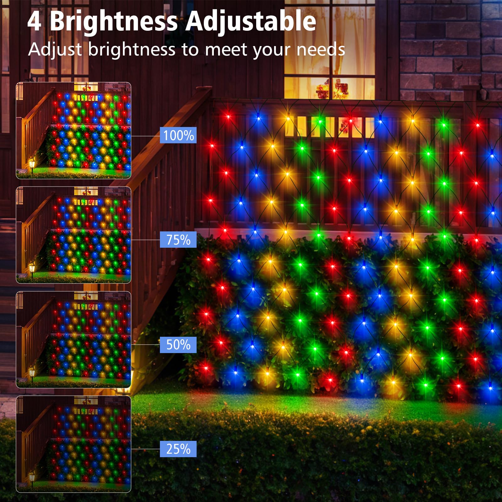 Battery Operated Outdoor Mesh Lights, 100 Led Dual Color Changing Net Bush Lights 5X 5Ft Green Wire Net Lights With Remote For G