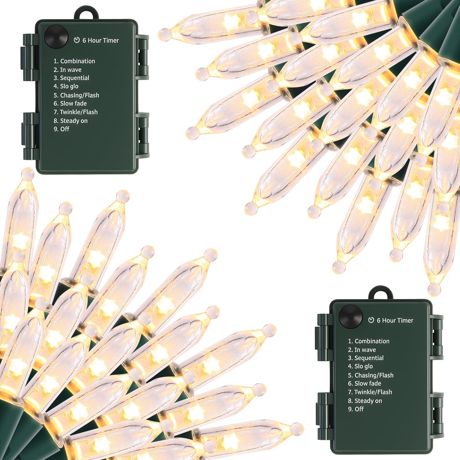 IrrStpro 2 Pack Battery Operated Christmas Lights  Total 100LED 32FT Christmas Lights Outdoor  Waterproof Mini String Lights with 8 Modes  Decorations for Indoor Patio Garden Party Decor (Warm White)