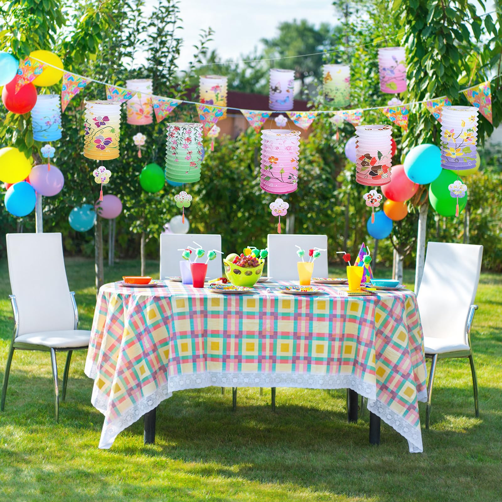 LIHAO 12pcs Multicolor Chinese Paper Lanterns, Hanging Flower Lanterns for Home Party, Model LHA4246