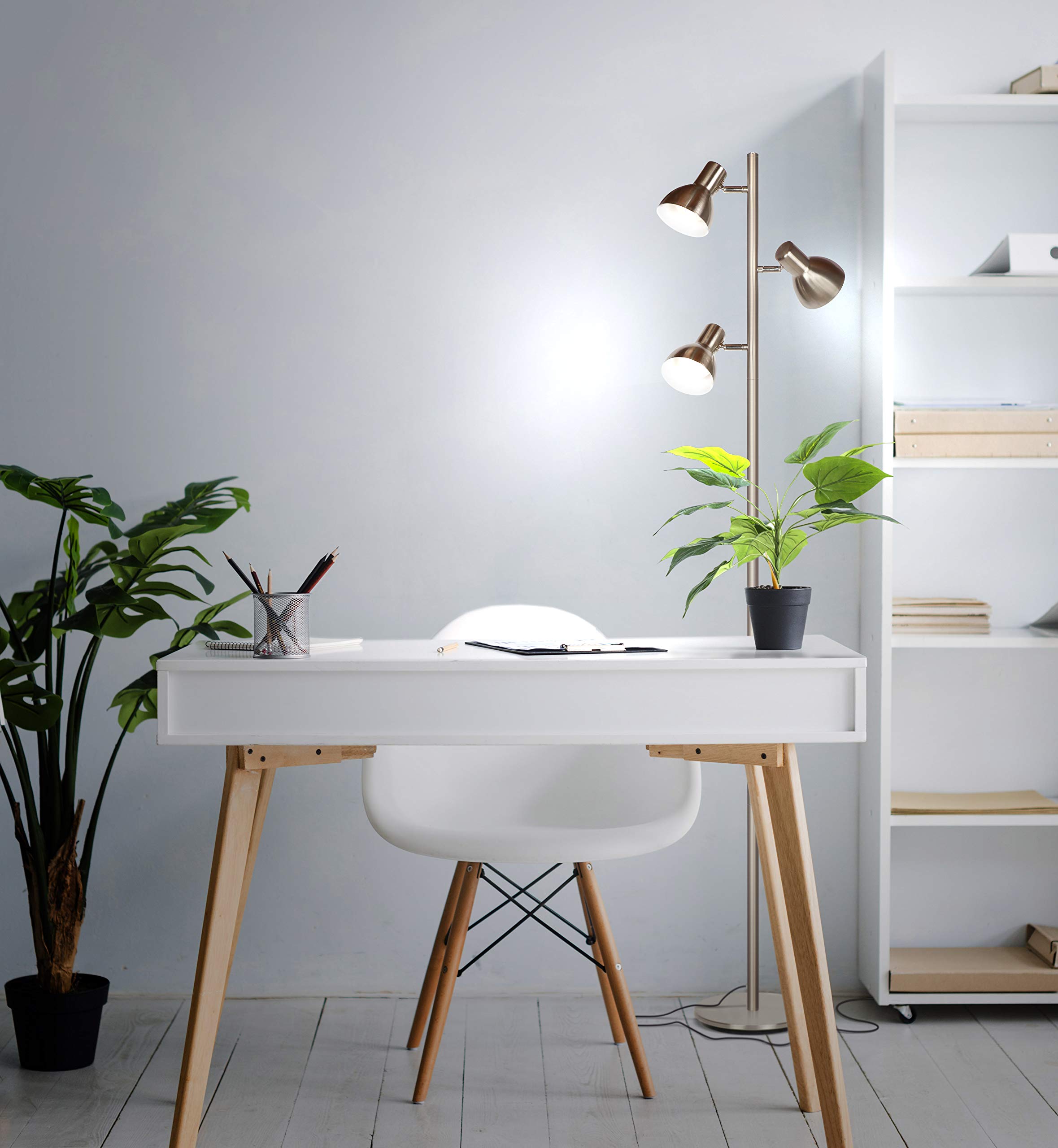 Brightech Ethan Floor Lamp, Dimmable LED Standing Lamp, Nickel, Modern Design, Model FL-ETHAN-NKL