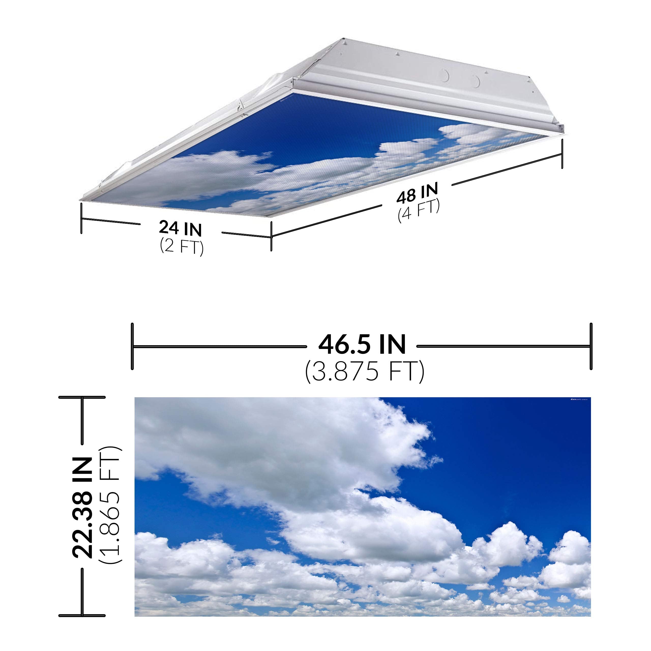 Fluorescent Light Cover For Classroom Ceiling Lights Clouds - Premium Backlit Film Insert 2X4 (22.38&quot;X46.5&quot;) Florescent Fixture (Pack Of 1) School, Office, Sensory, Improve Focus, Eliminate Headaches