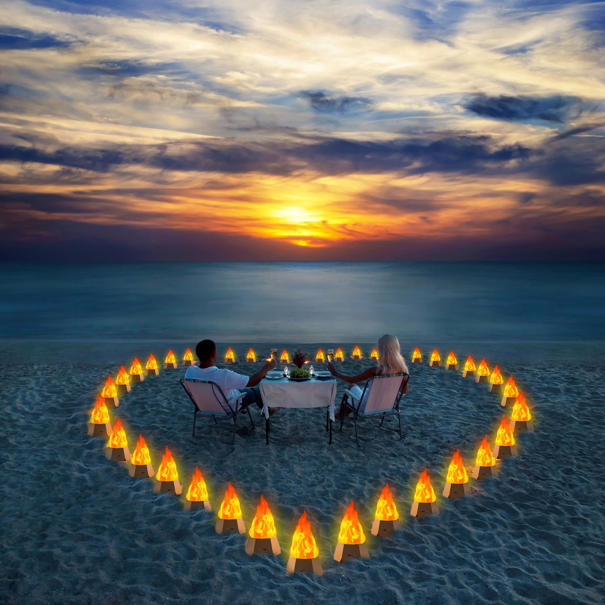 Ollcuz Multi-Purpose USB Rechargeable Fake Fire Lamp, 3-Mode LED Flame Light, 4 Pack, Gold, Model MT-YXQD-11