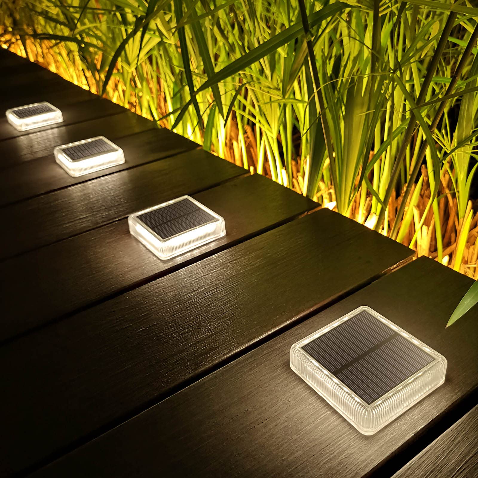 Lacasa Solar Deck Lights, 4 Pack 30LM LED Dock Lights Natural White 4000K, Outdoor Solar Powered Step Lights Light up All Night 