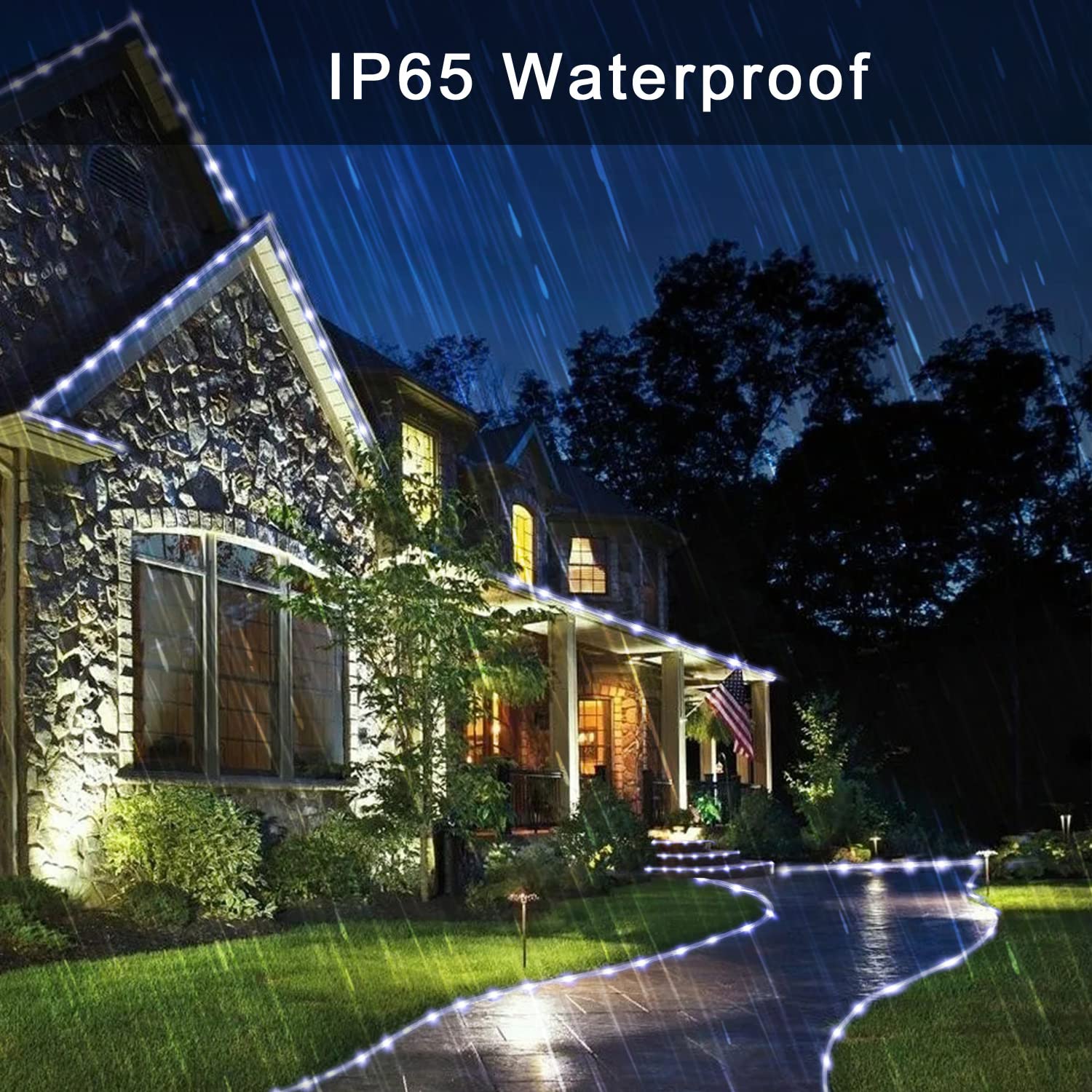 JMEXSUSS Solar Rope Lights, 200 LED, 72ft, Waterproof, 8 Modes, White, Outdoor Fairy Lights for Garden, Pool, Yard, Pathway Decor