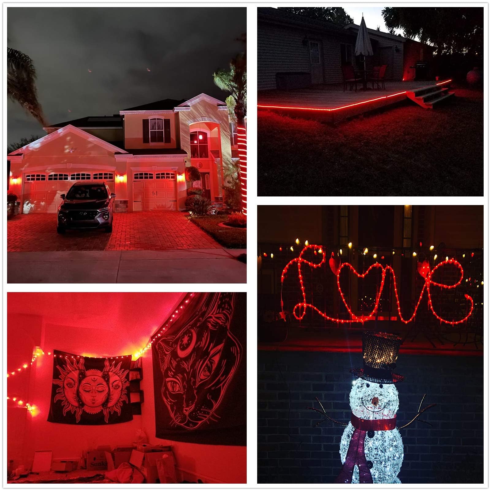 Buyagn Red Led Rope Light  20Ft Led Strip Lights Outdoor Waterproof Decorative Lighting For Indoor/Outdoor Decorations  Deck  Patio  Party And Bedroom Decorations