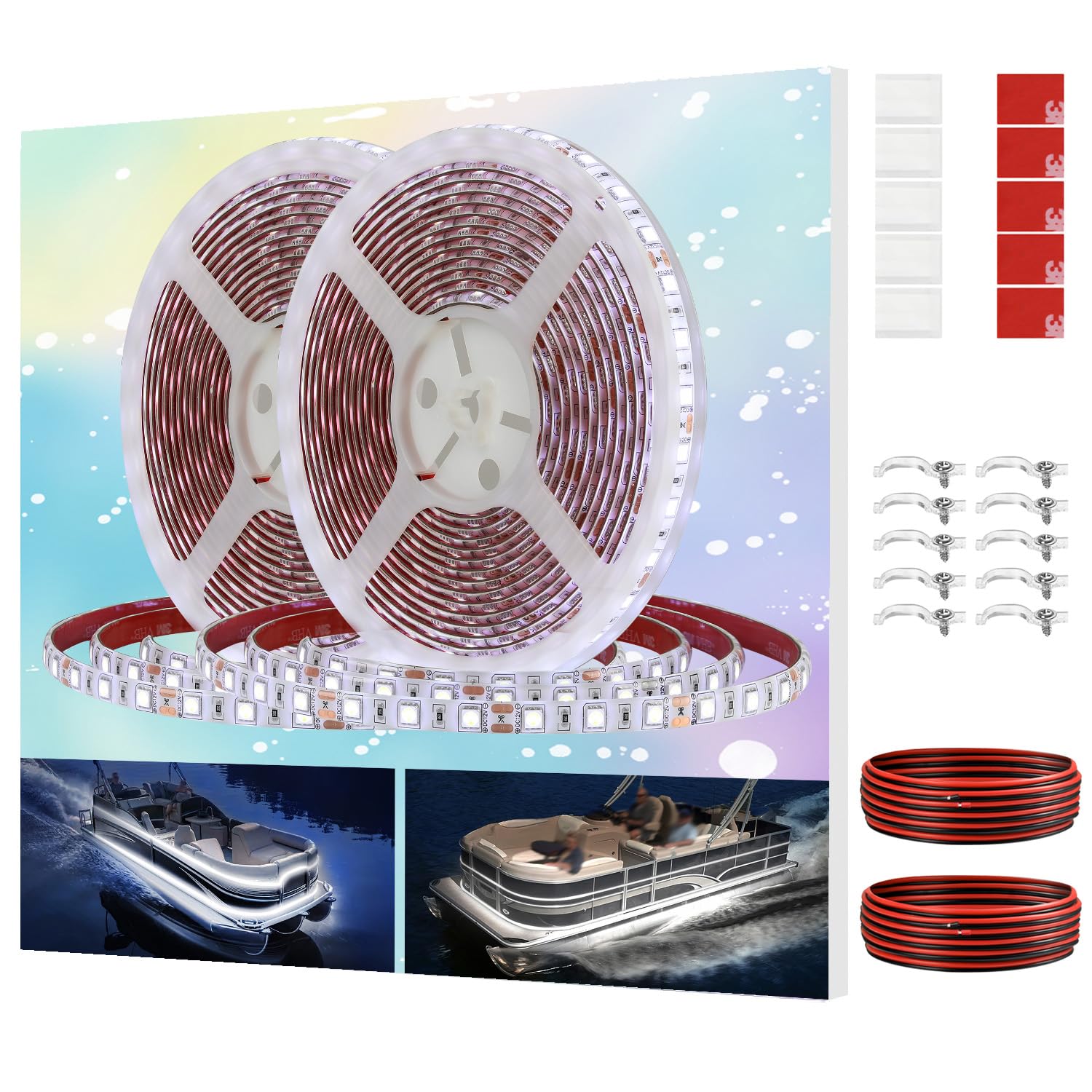 Vbakor LED Strip Lights for Boats, 12V 32.8FT White Waterproof Interior Lighting, Model VH284605