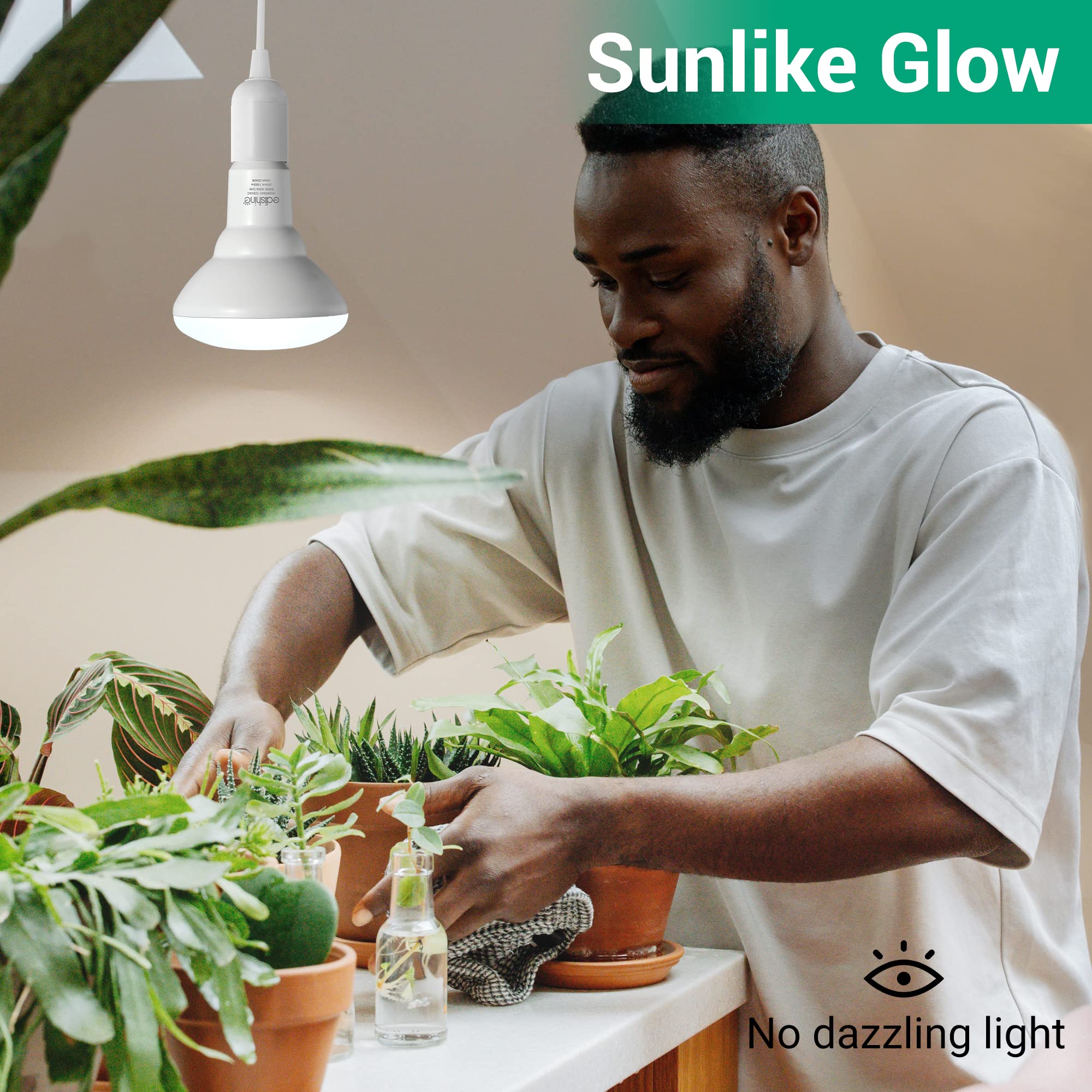 EDISHINE 2-Pack Full Spectrum LED Grow Light Bulb, 11W Plant Light for Indoor Plants, Seedlings, Greenhouse, Hydroponic, E26 Bas