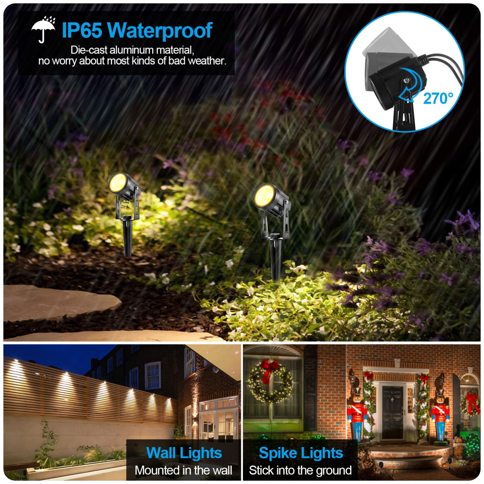 ALOVECO Landscape Lights Kit, 1800LM 12V Low Voltage, 6 Pack Warm White, IP65 Waterproof, Aluminum & Glass, for Yard and Garden