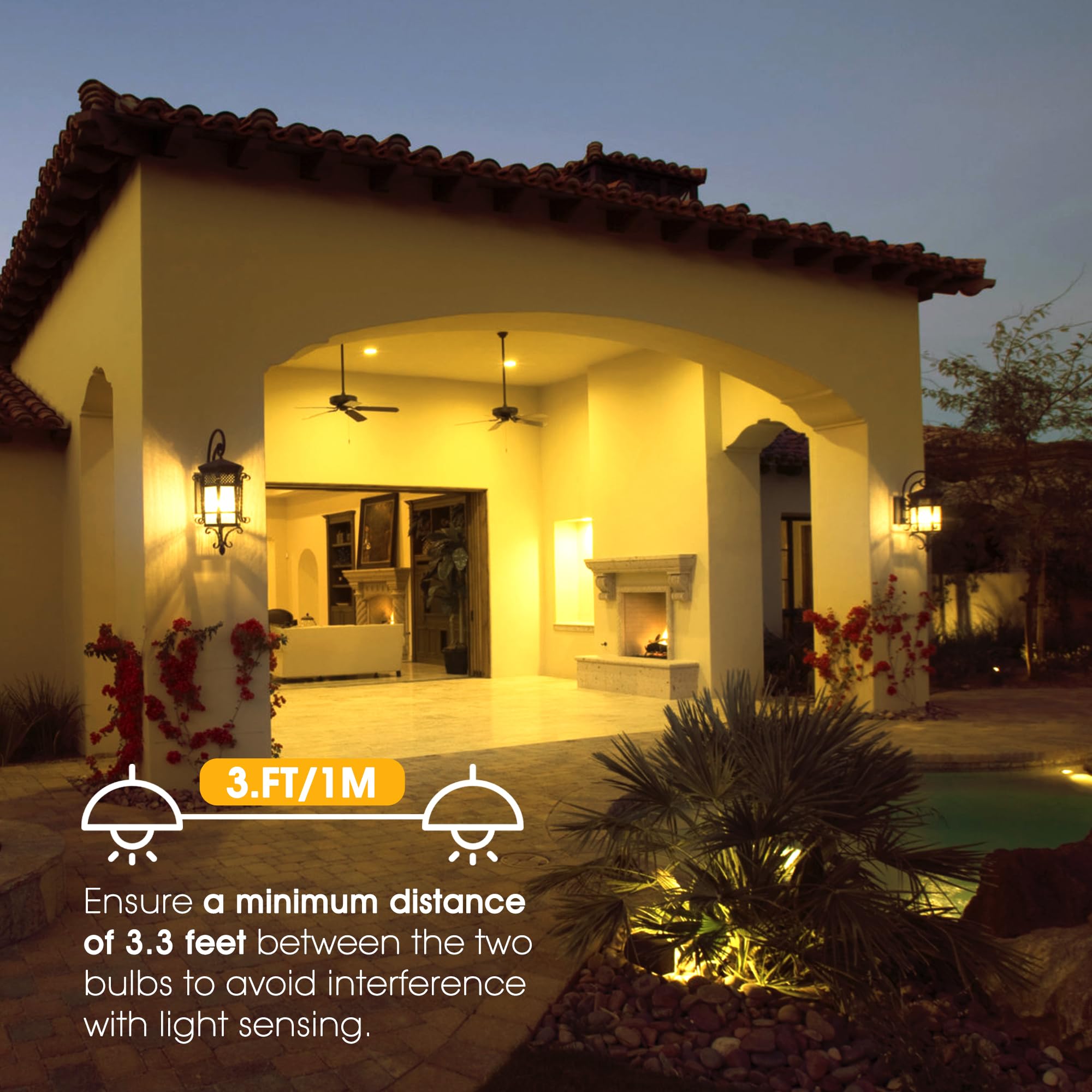 Dusk To Dawn Led Yellow Bug Light Bulb, 6W(40W Equivalent) Yellow Bug Light Bulbs For Porch Lights Outdoor, Auto On/Off A19 Led