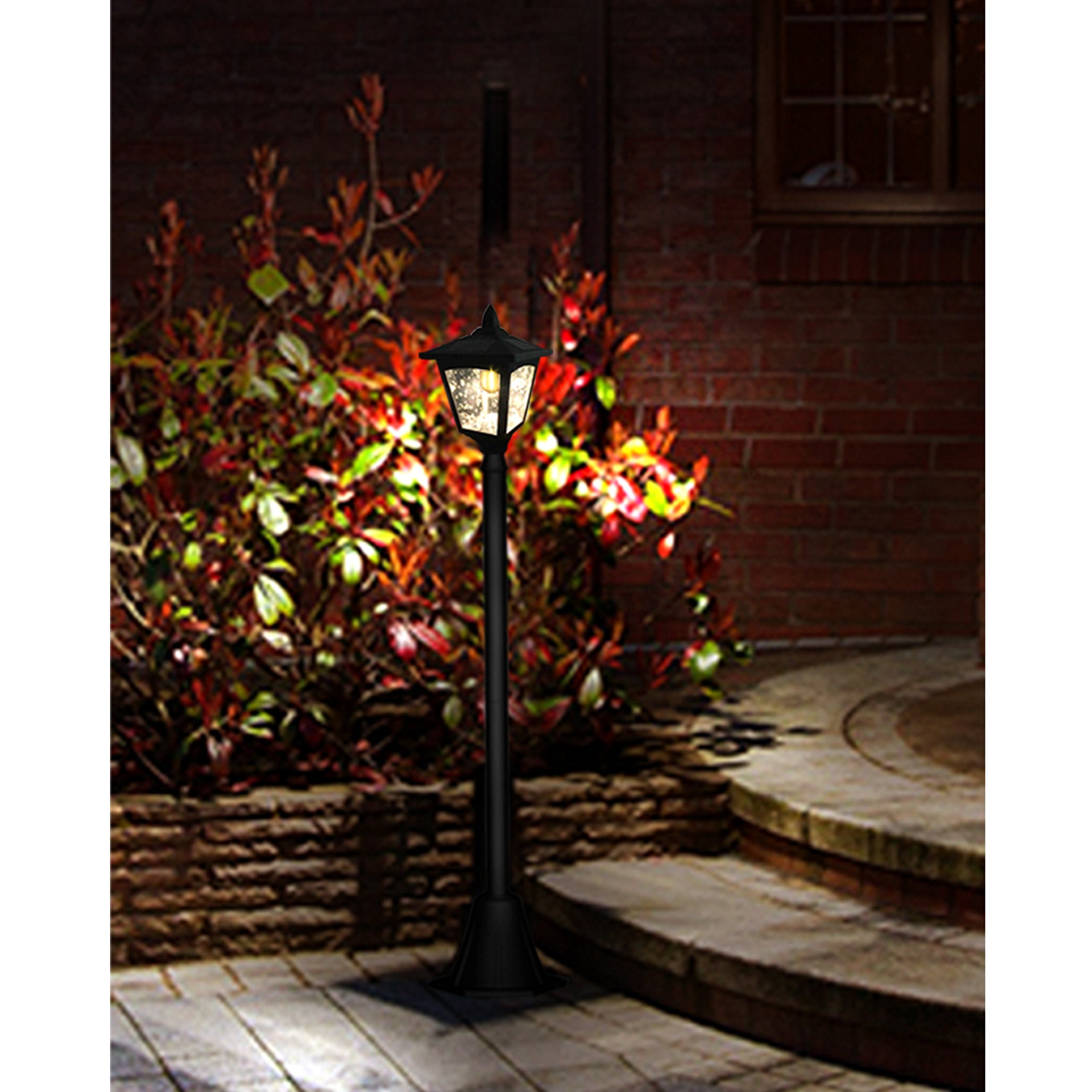 42 Inches Mini Street Post Outdoor Garden Solar Lamp Post Light Lawn - Adjustable (2 Pack)