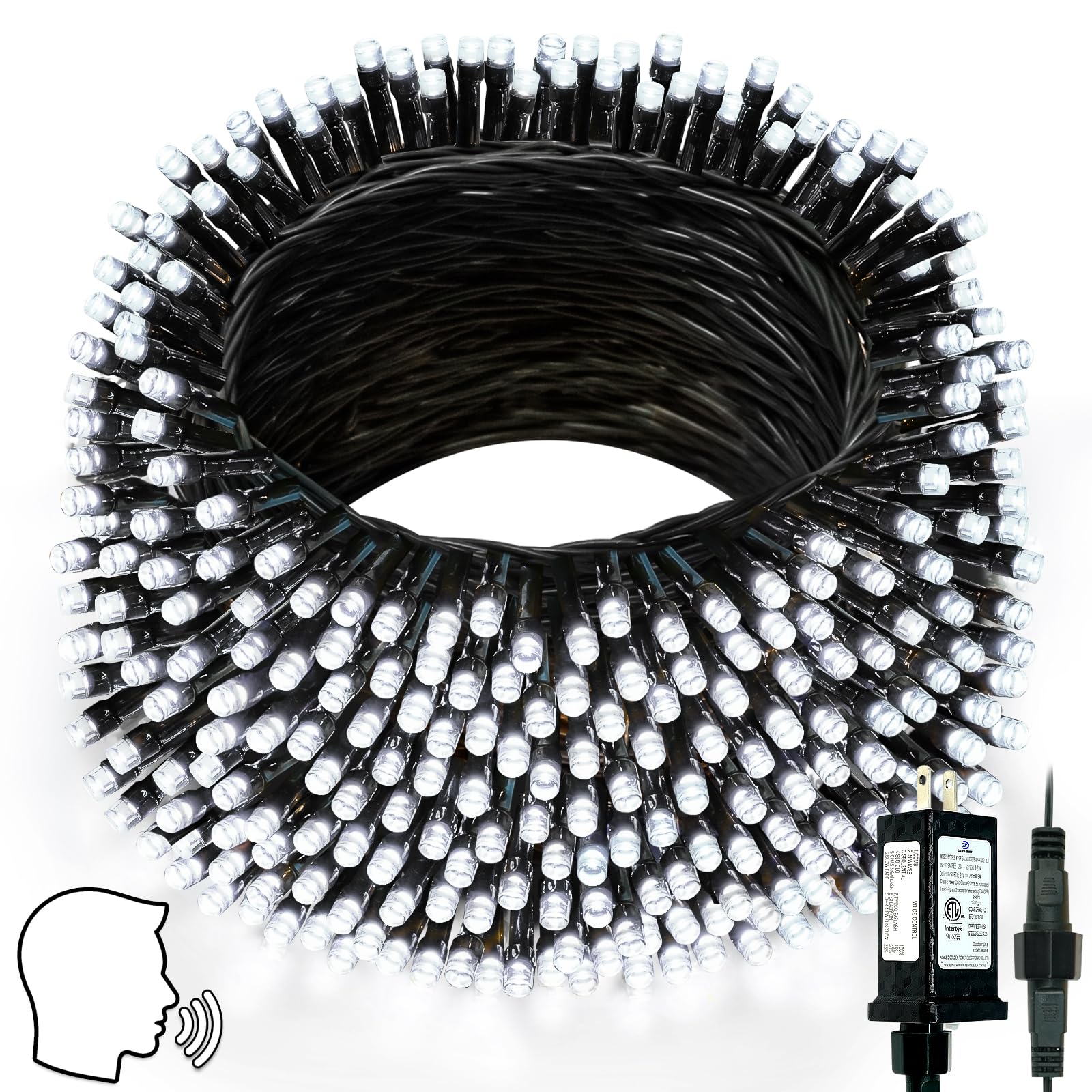 Voice Controlled Smart Christmas Lights Outdoor  75.8Ft 200 Led Extendable String Lights With 7 Voice Commands  12 Modes & Timer  Waterproof Christmas Decorations For Party Tree Garden (Cool White)