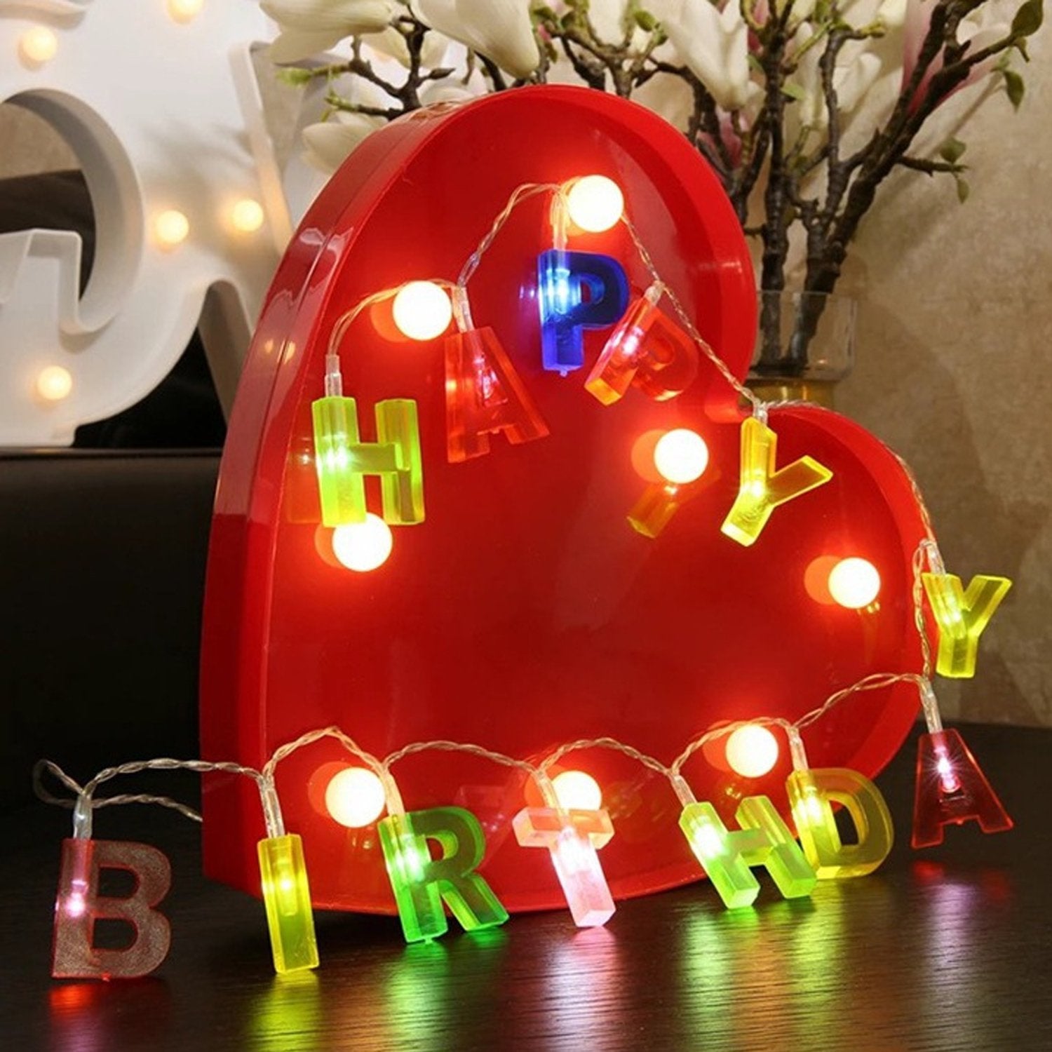 Novelty Place Happy Birthday LED String Lights, Multicolor, 1.2" Letters, 3' Long, Decorative Hanging Lights for Birthday Parties