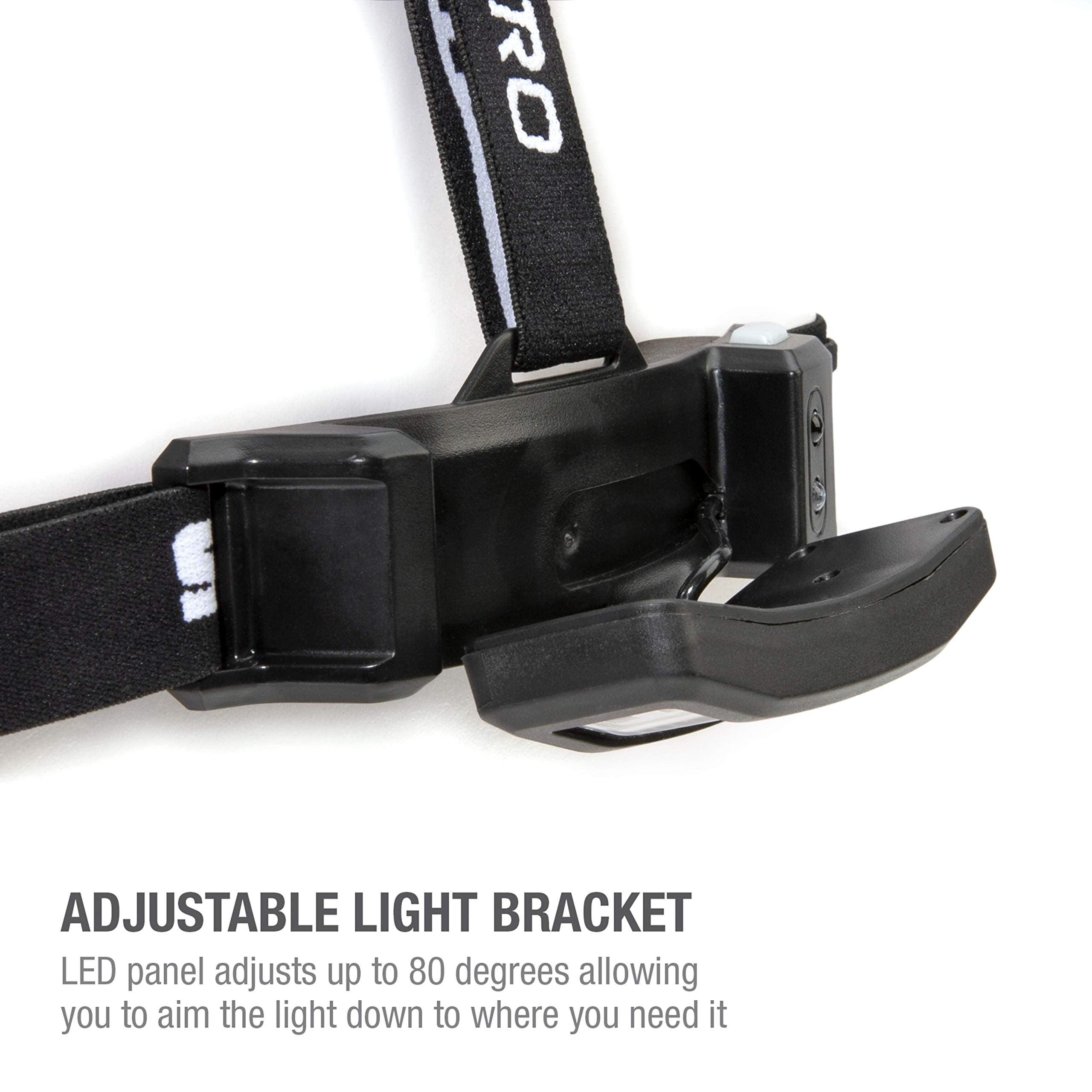 Steelman Slim Profile Rechargeable LED Headlamp, 250-Lumen, 3 Brightness Settings, Water-Resistant, Black, Model 78834