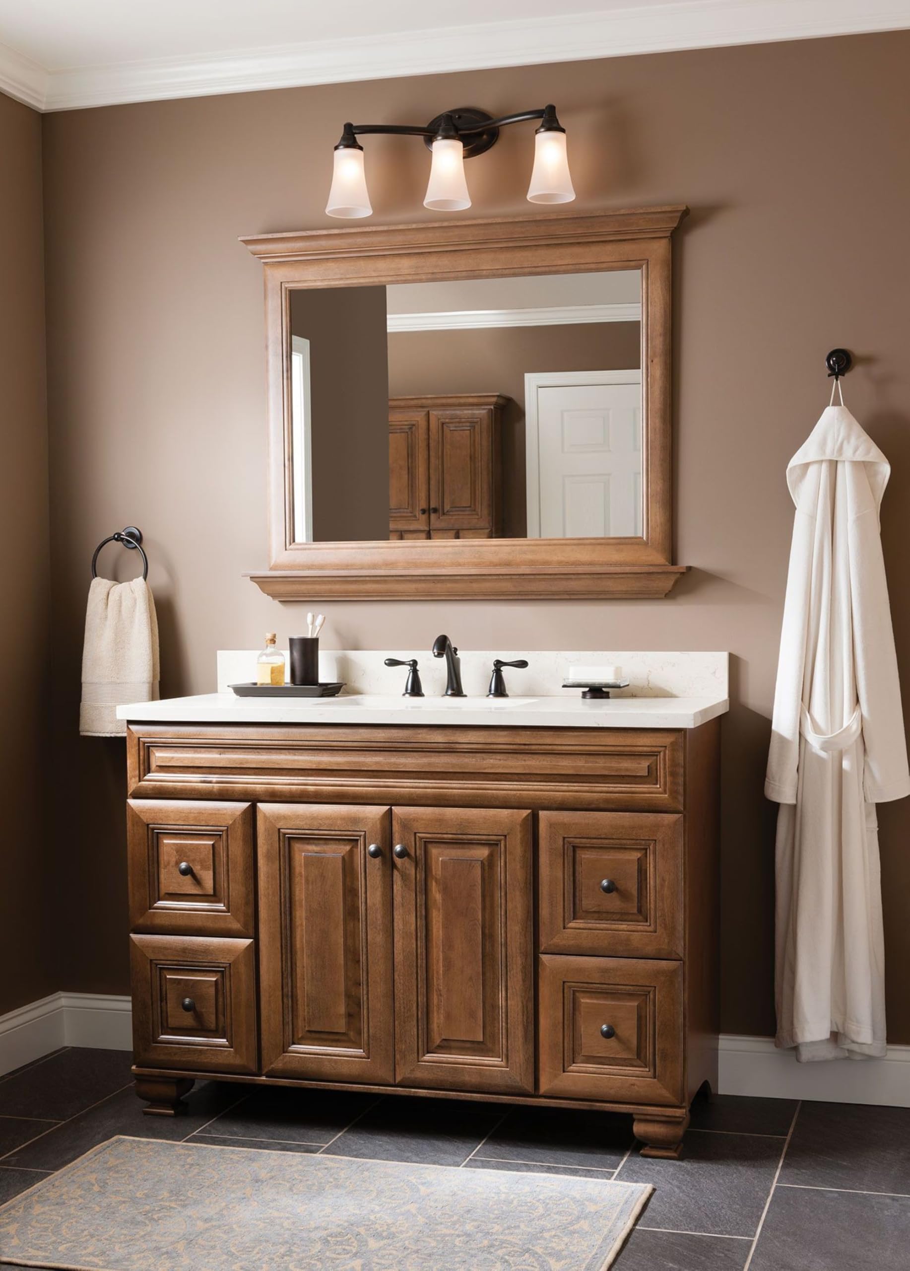Moen 3-Light Bath Vanity Fixture, Frosted Glass, 9.60x10.00x20.60 inches, Oil Rubbed Bronze, Model YB2863ORB