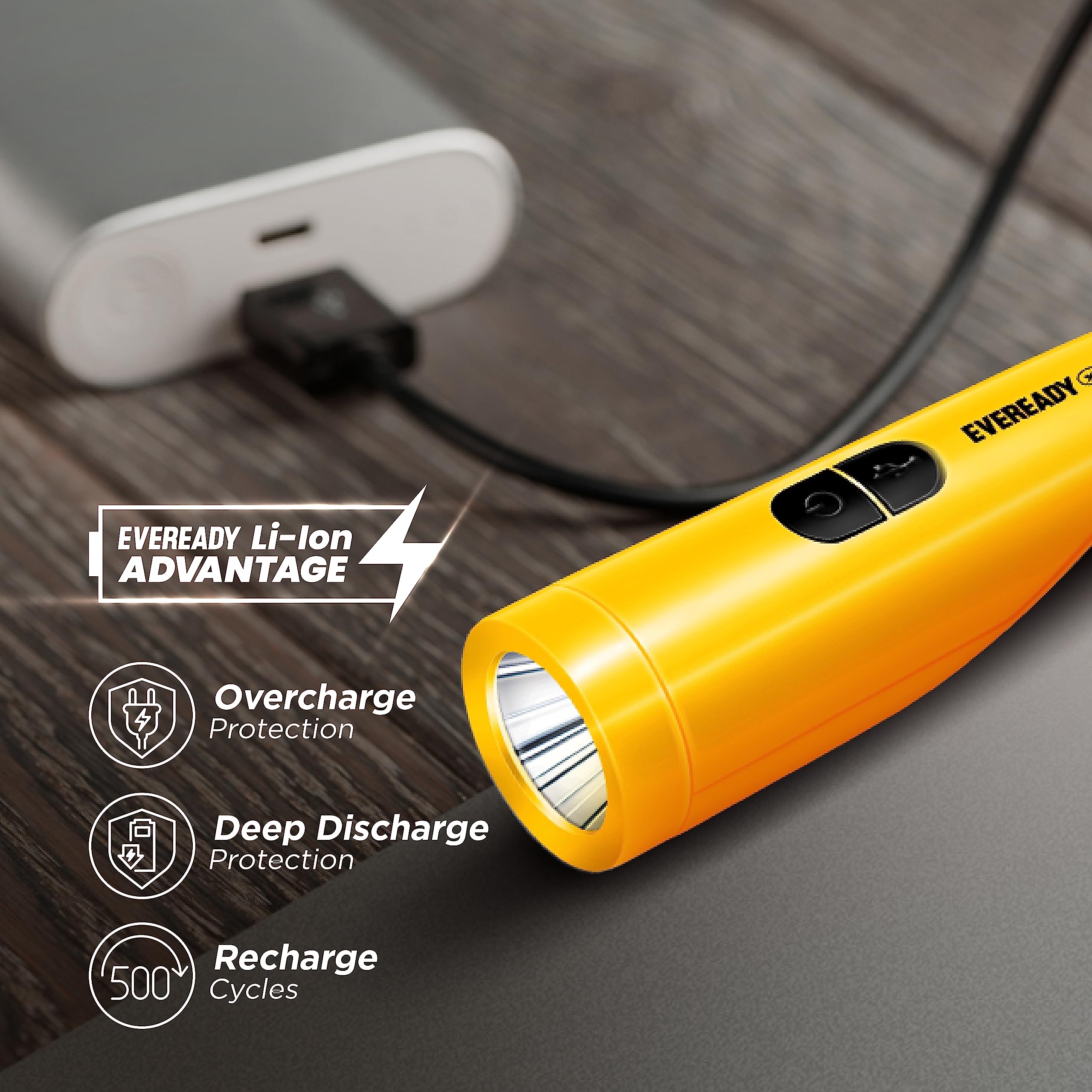 Eveready Unicorn DL90 | Led Torch cum Emergency Sidelight | 1W Torch & 2W Sidelight | 4 Lighting Modes | Micro-USB Fast Charging