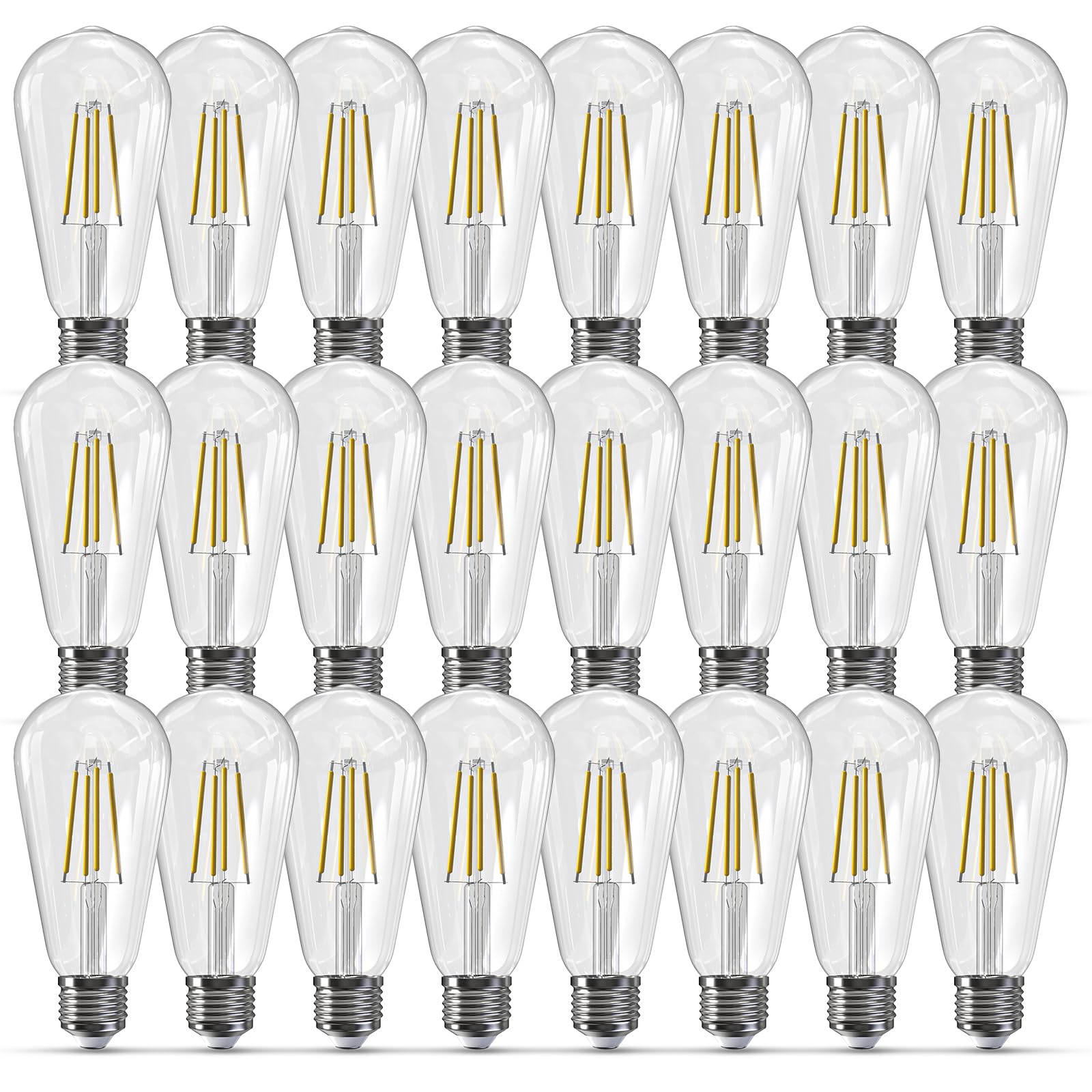 Jensense E26 LED Bulbs 60W Equivalent Dimmable 800 Lumen 5000K Daylight Cool White Glass 24 Pack
