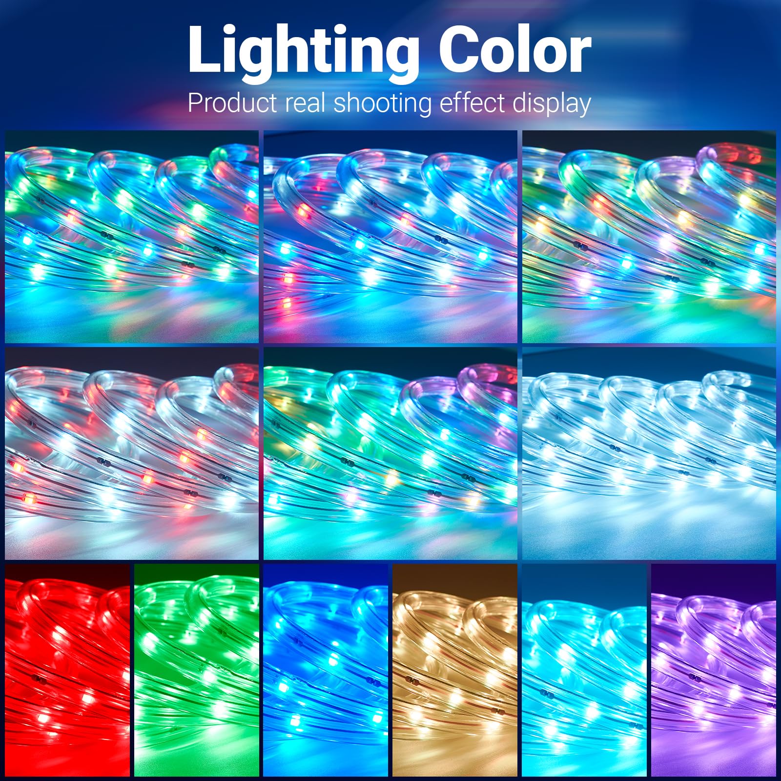 Areful Outdoor Smart Rope Lights, 16FT Waterproof Color Changing, Music Sync, Remote Control, Connectable Design, Model BL-16.4FT-CR-RGB