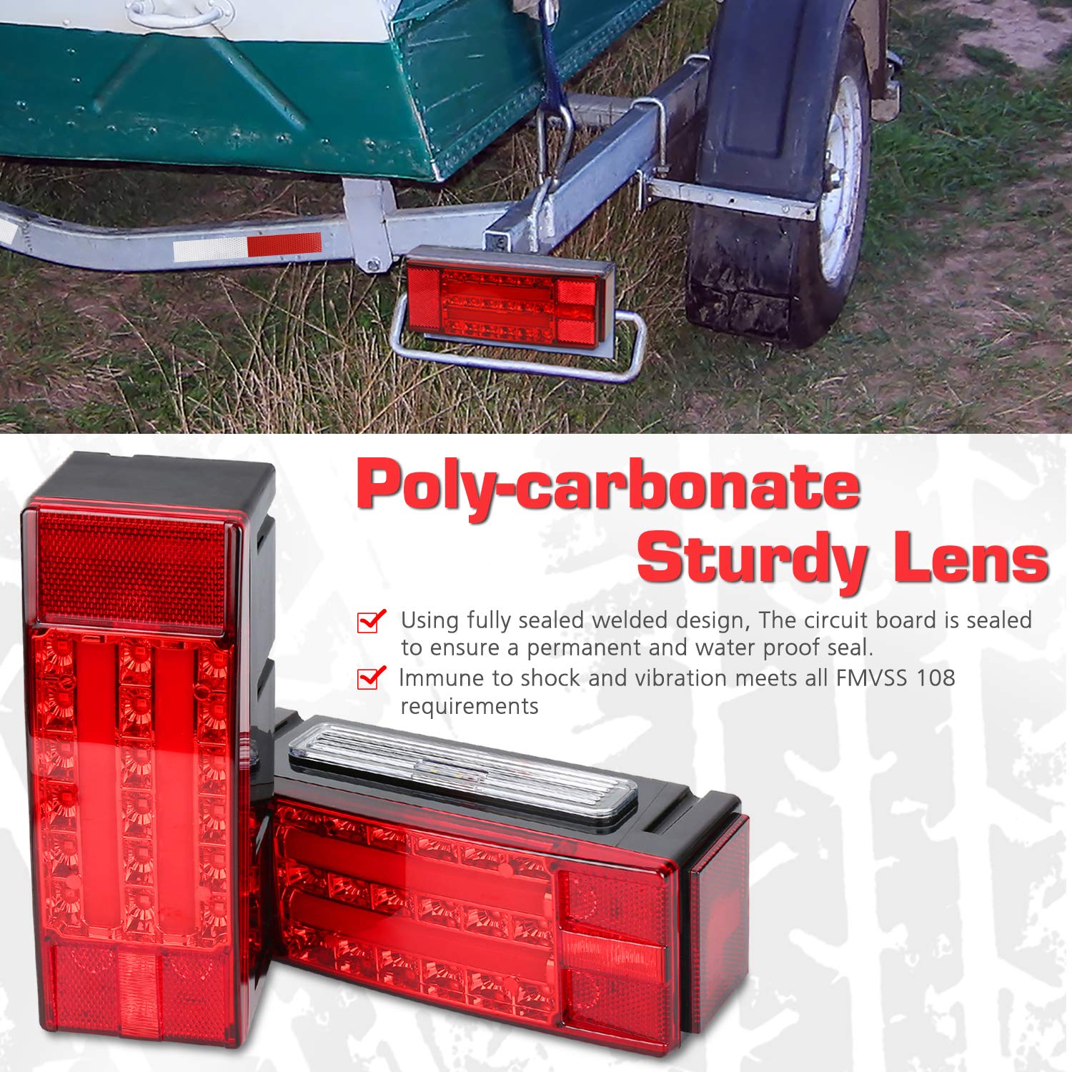 Linkitom New Halo Rectangular Submersible Led Trailer Light, Super Bright Brake Stop Turn Tail License Lights For Camper Truck R