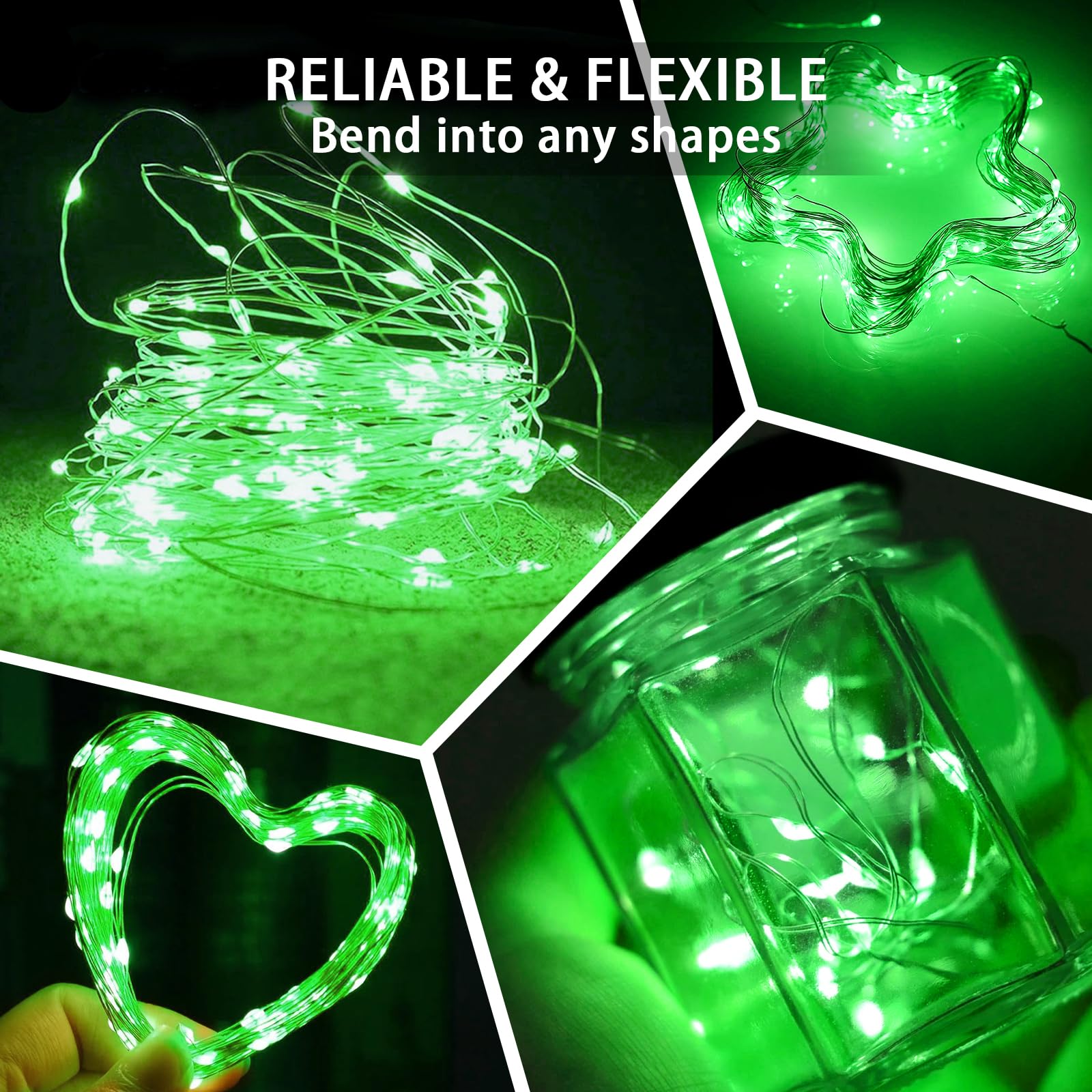 Chzk 12 Pack Green Fairy Lights 7Ft 20 Led Twinkle String Lights Battery Operated Lights Waterproof Firefly Starry Lights Mason Jar Lights For Party Halloween Christmas Valentines Day