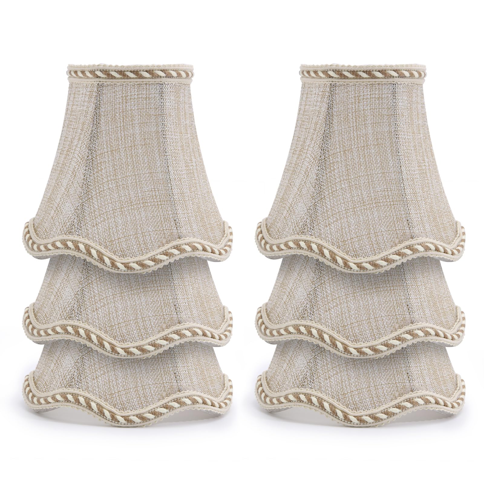 Fuloon Clip-On Bulb Shades, Modern European Style Mini Bell Shades, 3.1x4.7x5.5 in, 6 Pack(Sand Beige)