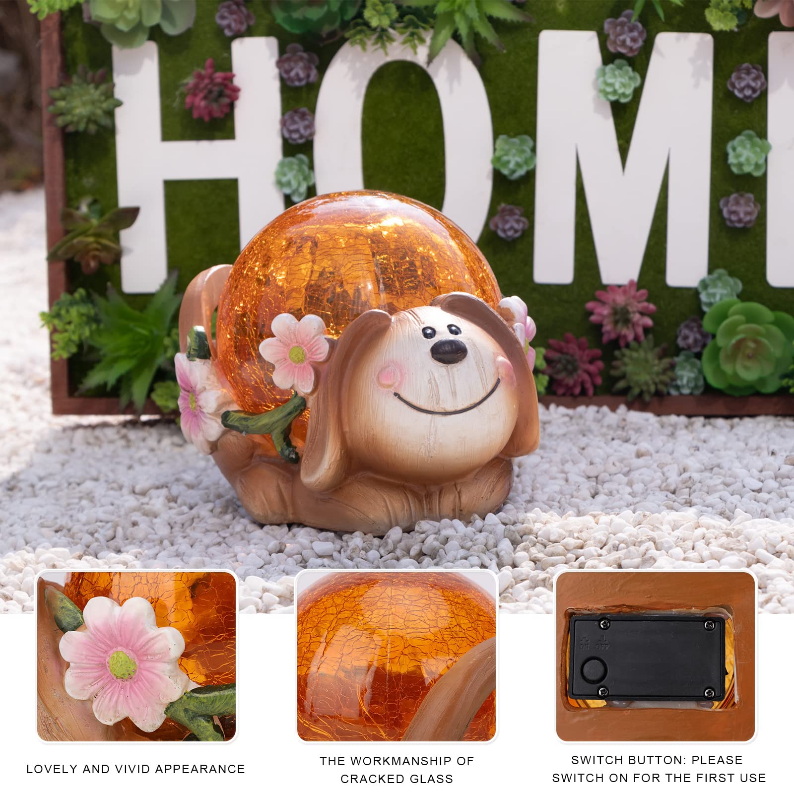 Garden Puppy Statues Outdoor Decor, Solar Lights Outdoor Statue Garden Decorations Solar Dog Ornaments For Patio Yard Lawn Decor