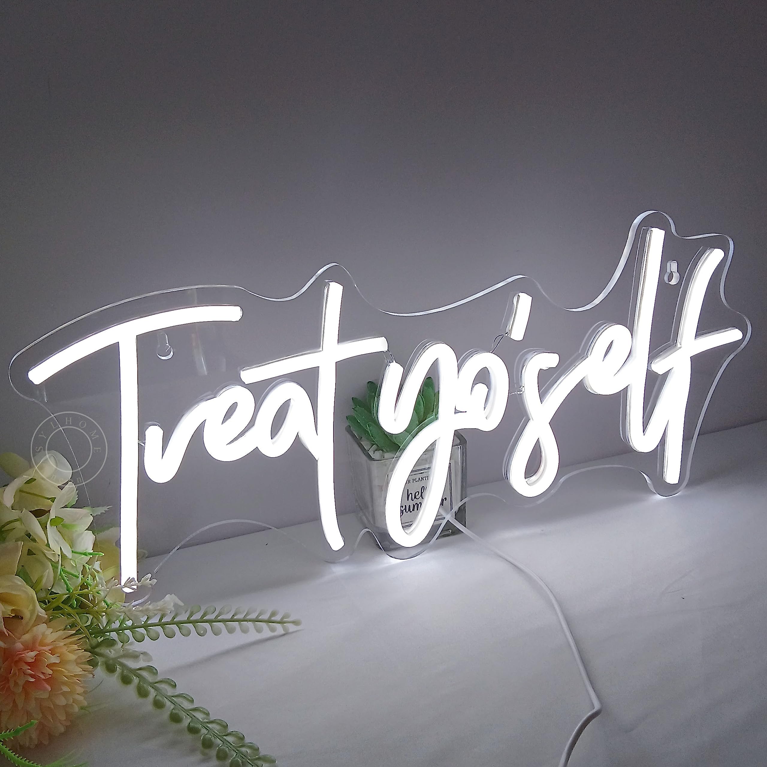 SYLHOME LED Neon Light Sign - Acrylic Wall Decor for Bedroom, Kids Room, Living Room - Cold White - 16.54in x 7.1in