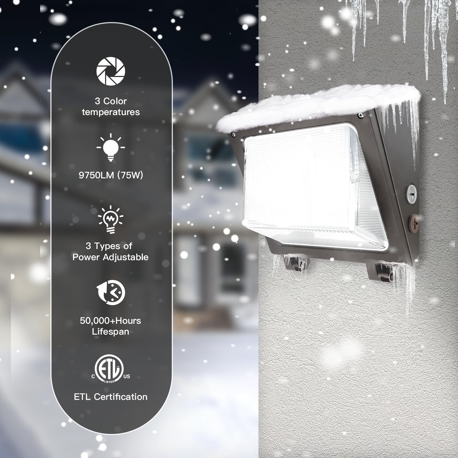 Jtt 6Pack 75W Led Wall Pack Lights,Dusk To Dawn With Photocell,6000K/5000K/4000K Daylight Ip65 Waterproof Wall Mount Outdoor Sec