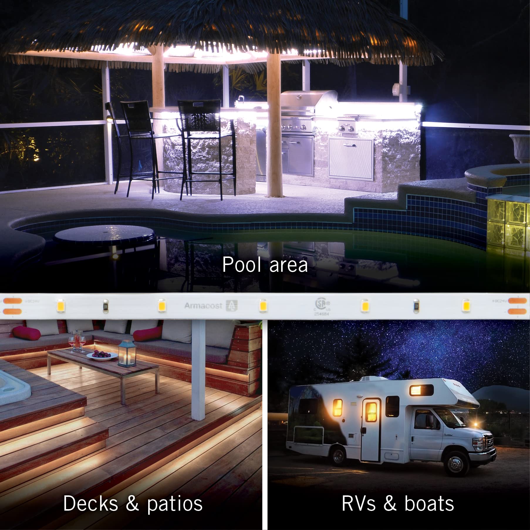 Armacost Lighting Ribbonflex Home 24V White Indoor Outdoor Led Strip Light Kit 421340, 24 Ft