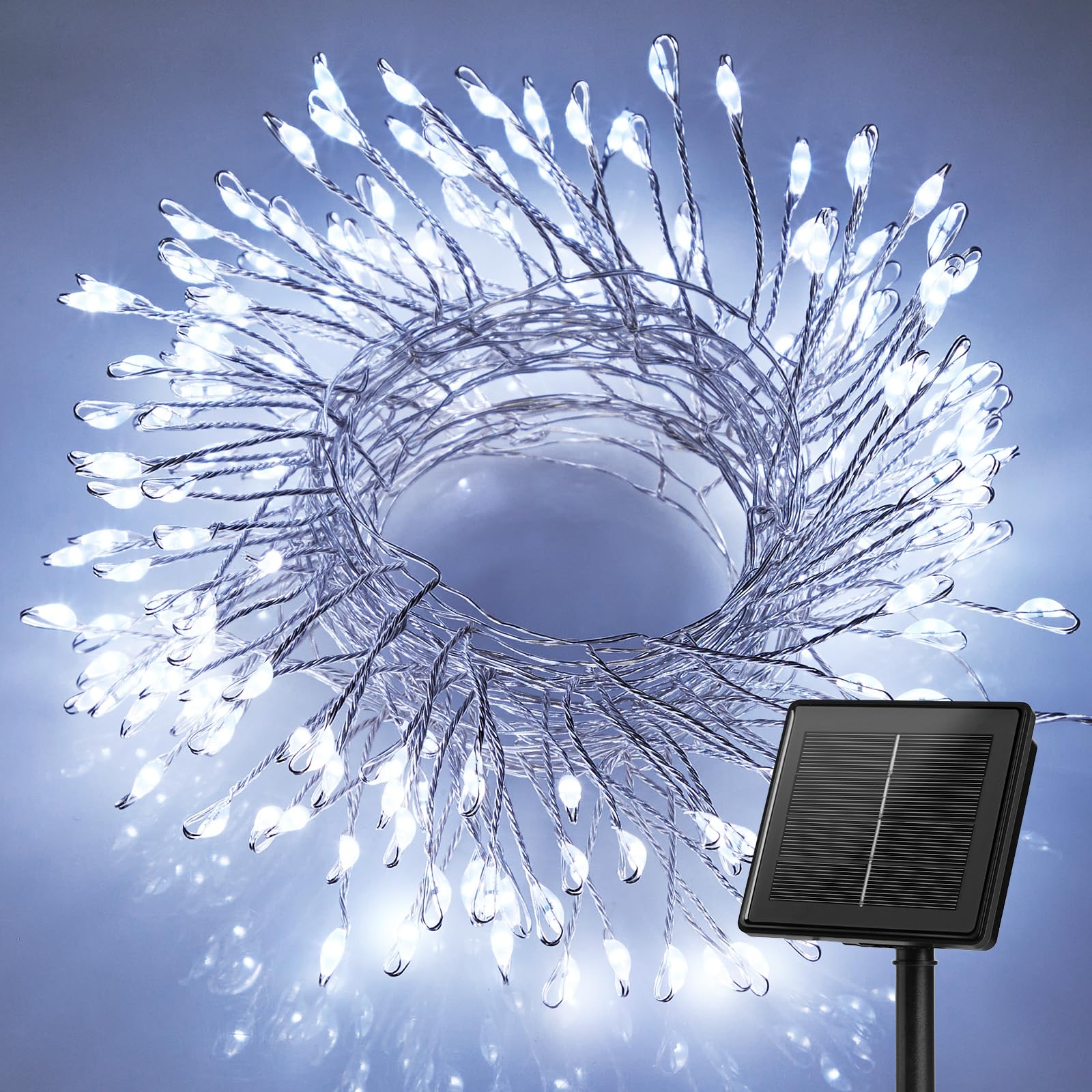 Brightown Solar String Lights, 240 LED, 19.6Ft, Waterproof, 8 Modes, Pure White, Model Solar-Fire er