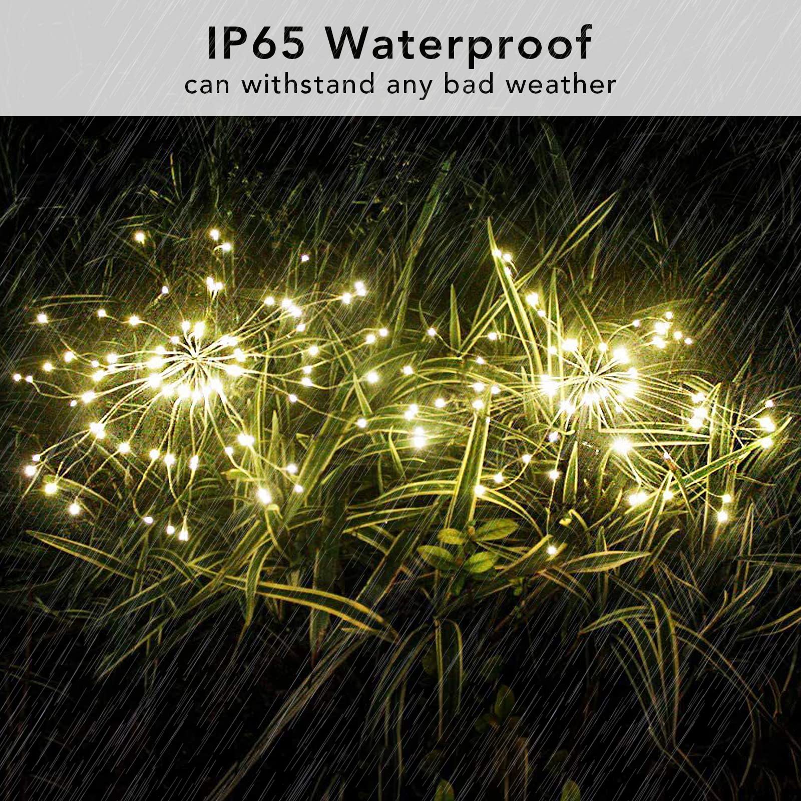 Fooing 8 Pcs Solar Garden Lights Solar Firework Lights, 200 Led Solar Powered String Light 2 Modes Twinkling Solar Lights For Ou
