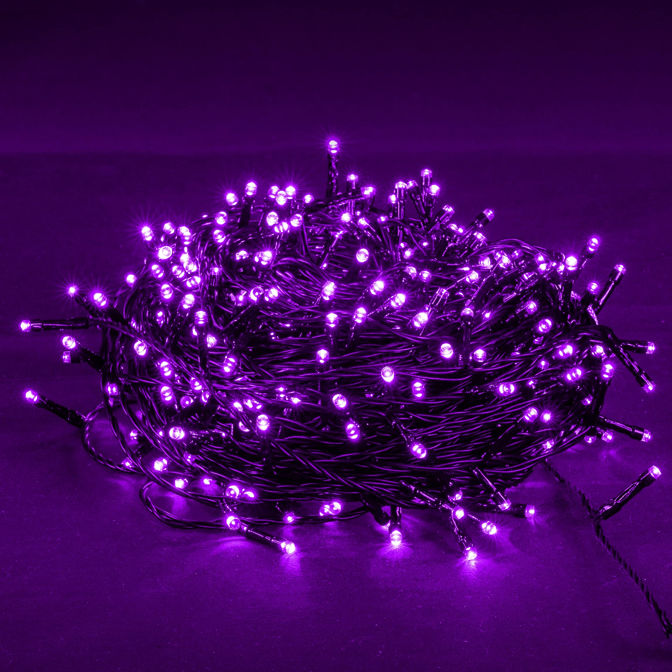 Dazzle Bright 300 LED String Lights, 100FT, Purple, 8 Lighting Modes, Connectable Halloween Decorations, Model HB-300COI
