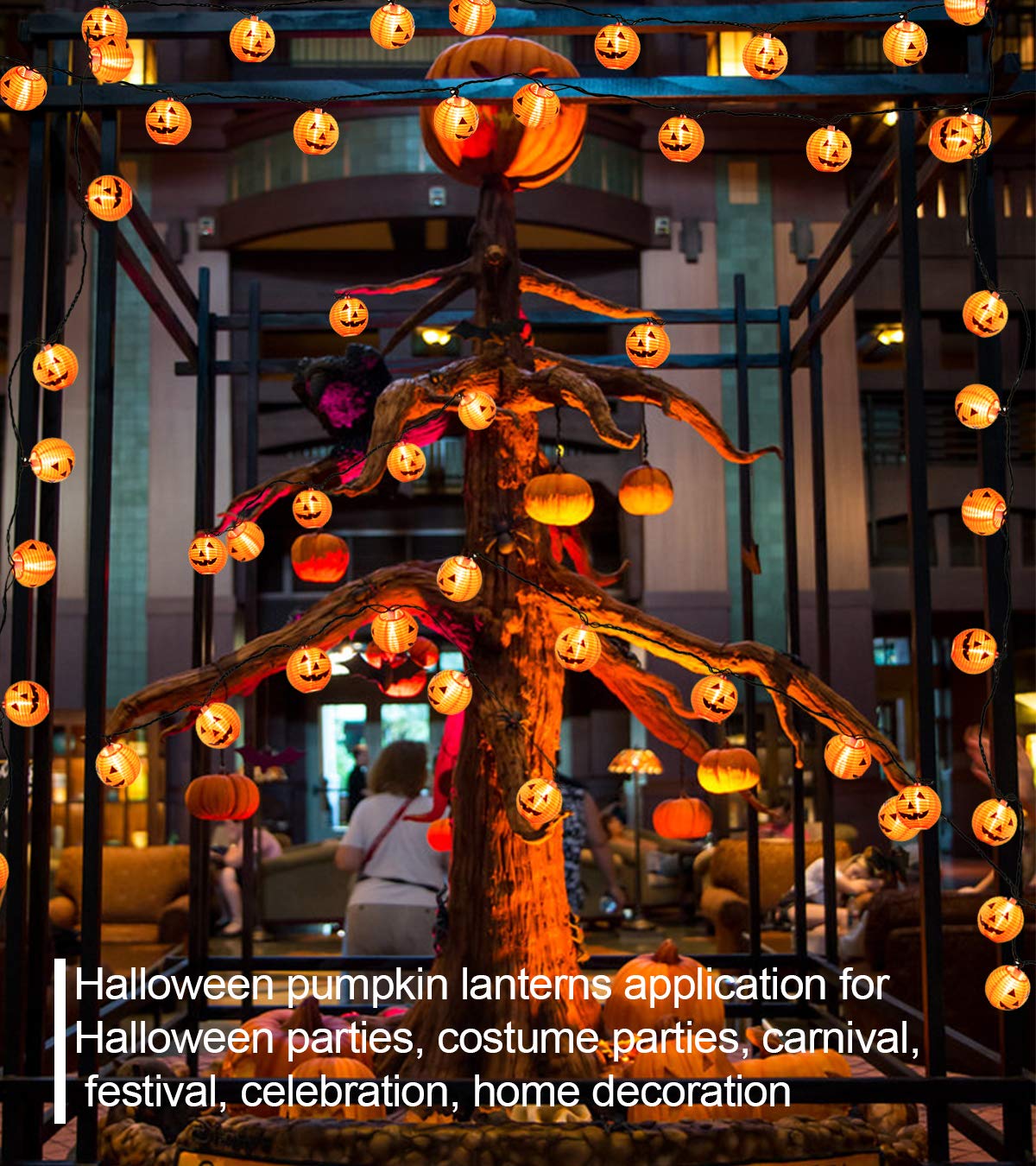 TIGOMOOV Halloween Lantern String Lights, 10 Orange Lights, 9.83FT, Indoor/Outdoor, Nylon