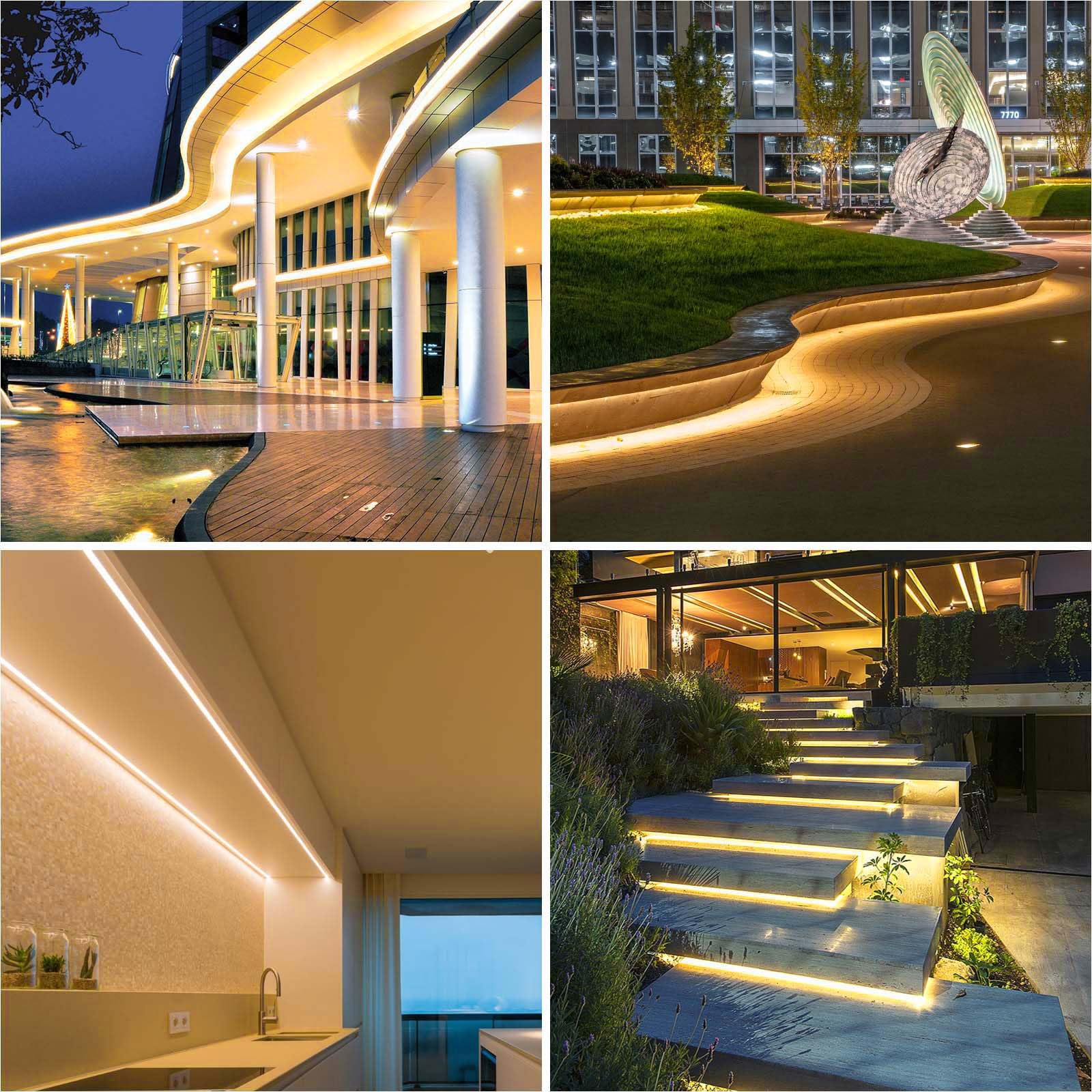 Lltop Cob Led Strip Lights Waterproof Ip67 Dc24V Warm White 3000K 16.4Ft/5M High Cri 92Ra+ Outdoor Led Tape Lighting Diy Cuttable For Bedroom Kitchen Cabinet Shelf (Power Supply Not Included)