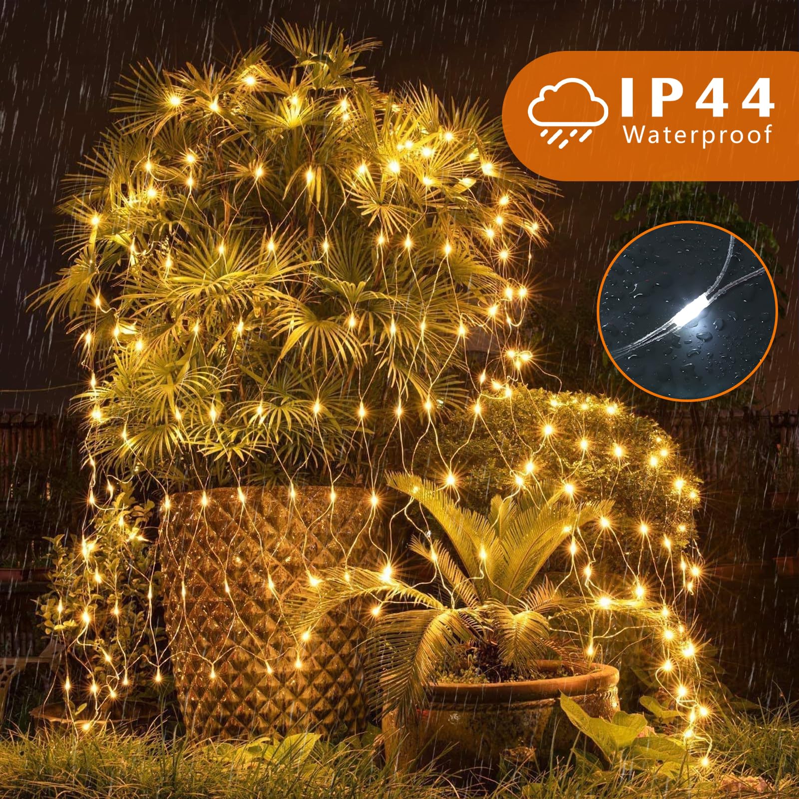 Leisure World 10ft x 10ft LED Net Lights, Warm White, 8 Modes, Connectable, Model Lw-KCL-Net, Ideal for Outdoor Decorations