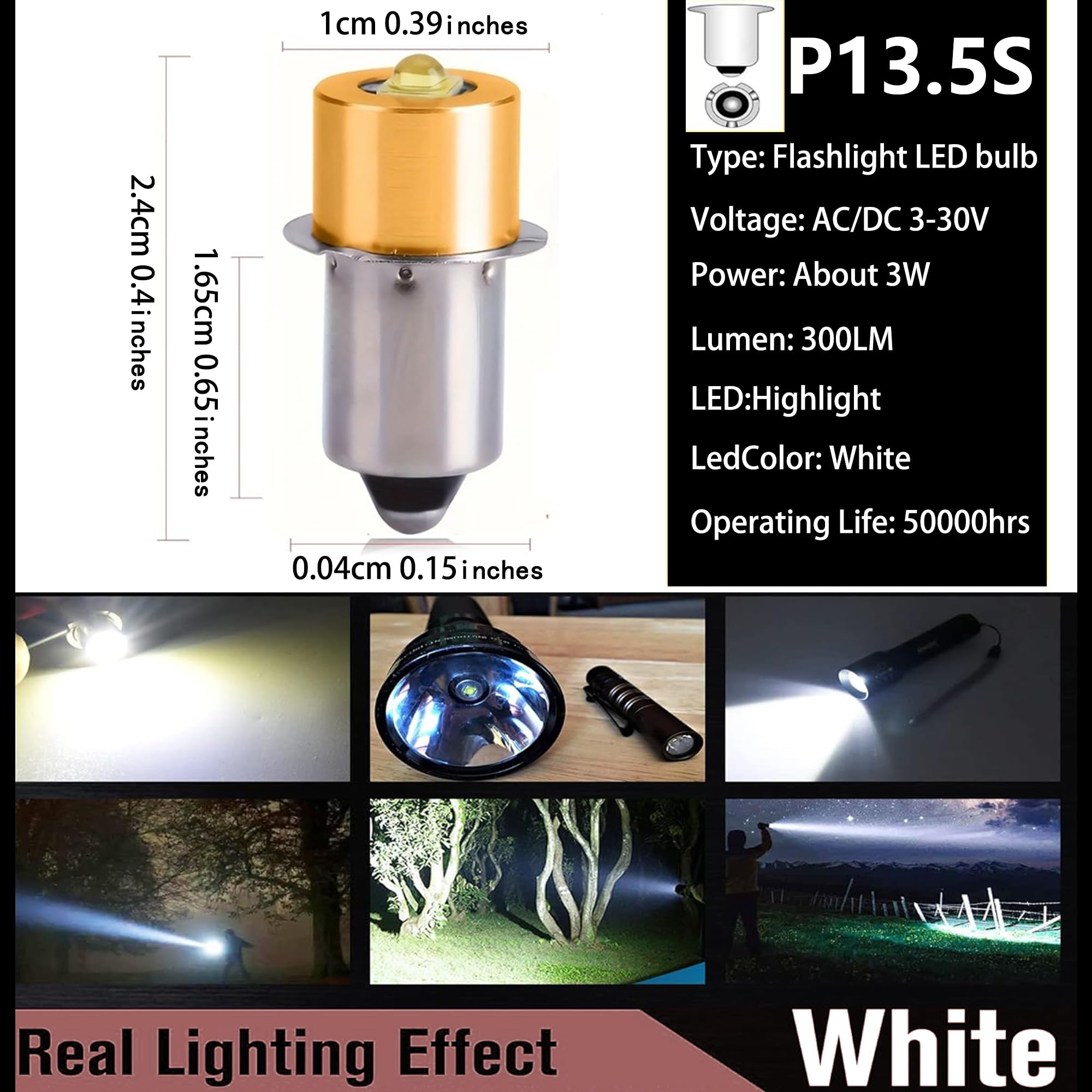 Led Maglight Bulb Replacement Dc 3-30V For 3-16 C&D Cell 3W Led Flashlights, Brighter & Longer Lifespan Than Original(1 Pack)