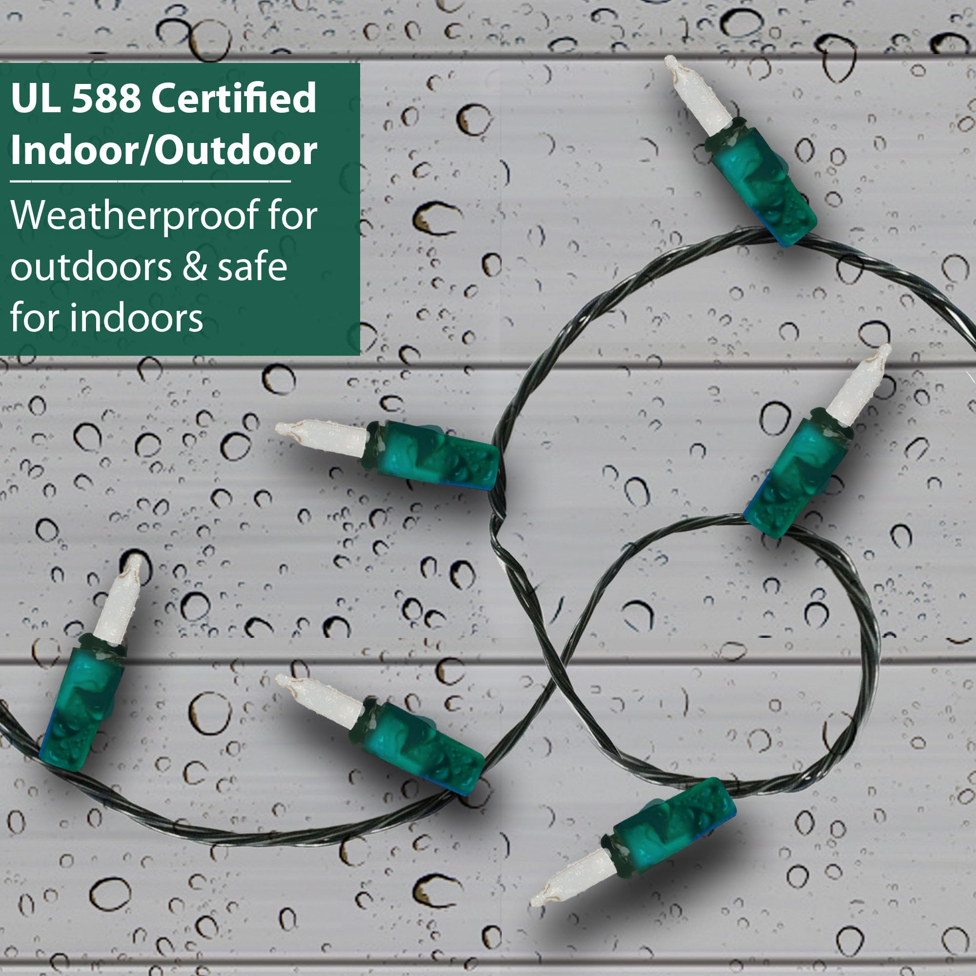 Brite Star 50 Lt String Lights, Clear with Green Wire, Model 37-321-00, Plastic