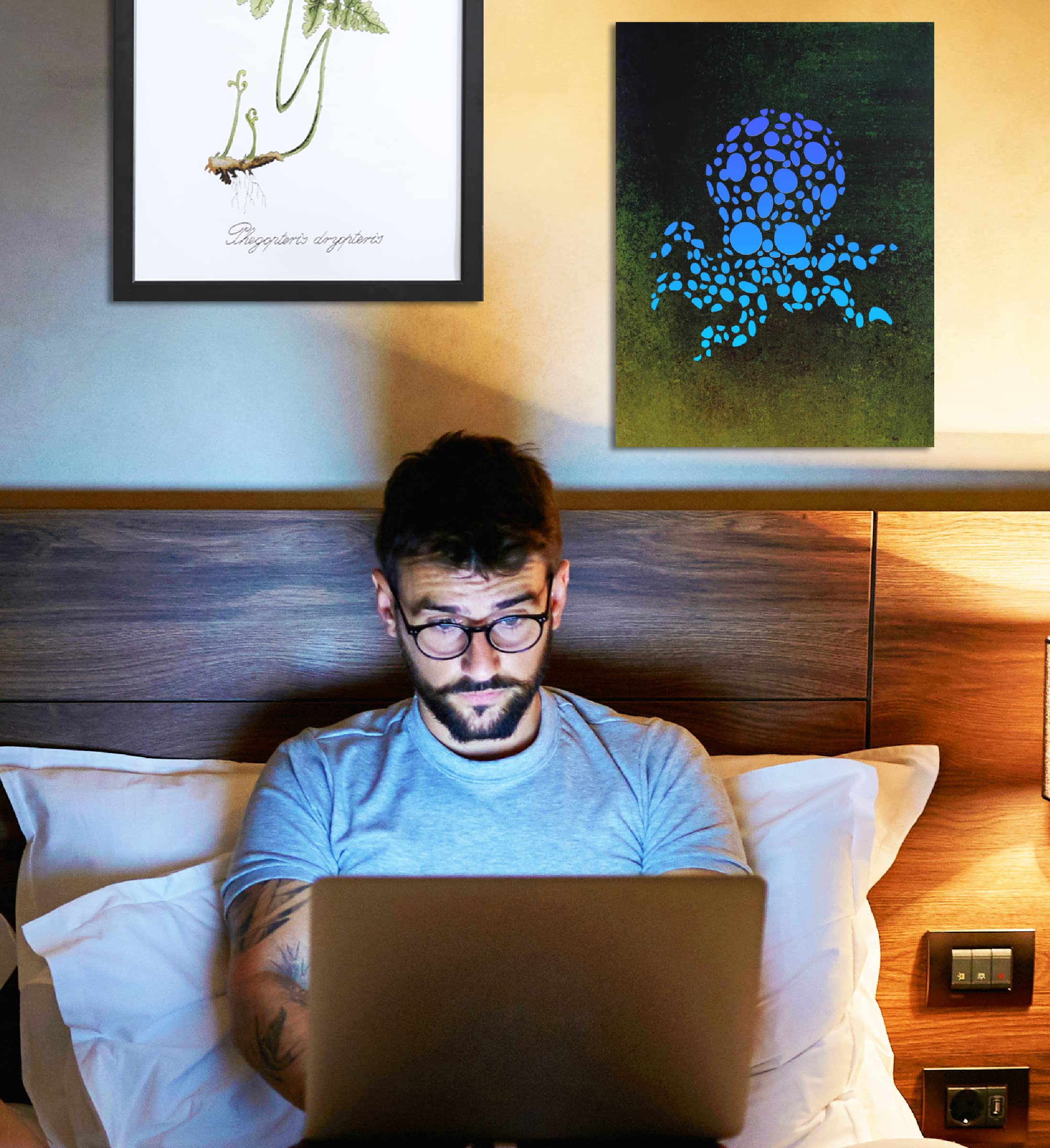 Cota Global Octopus Light Up Led Wall Art - Fun Changing Color Led Light Up Picture Art For Bedroom, Modern Wall Hang Living Roo