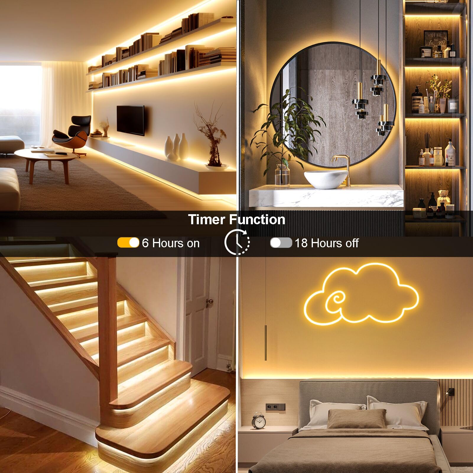 CCILAND LED Neon Rope Lights, 1200 Dimmable LEDs, 33Ft, Warm White, Flexible Silicone for Outdoor and Indoor Decor