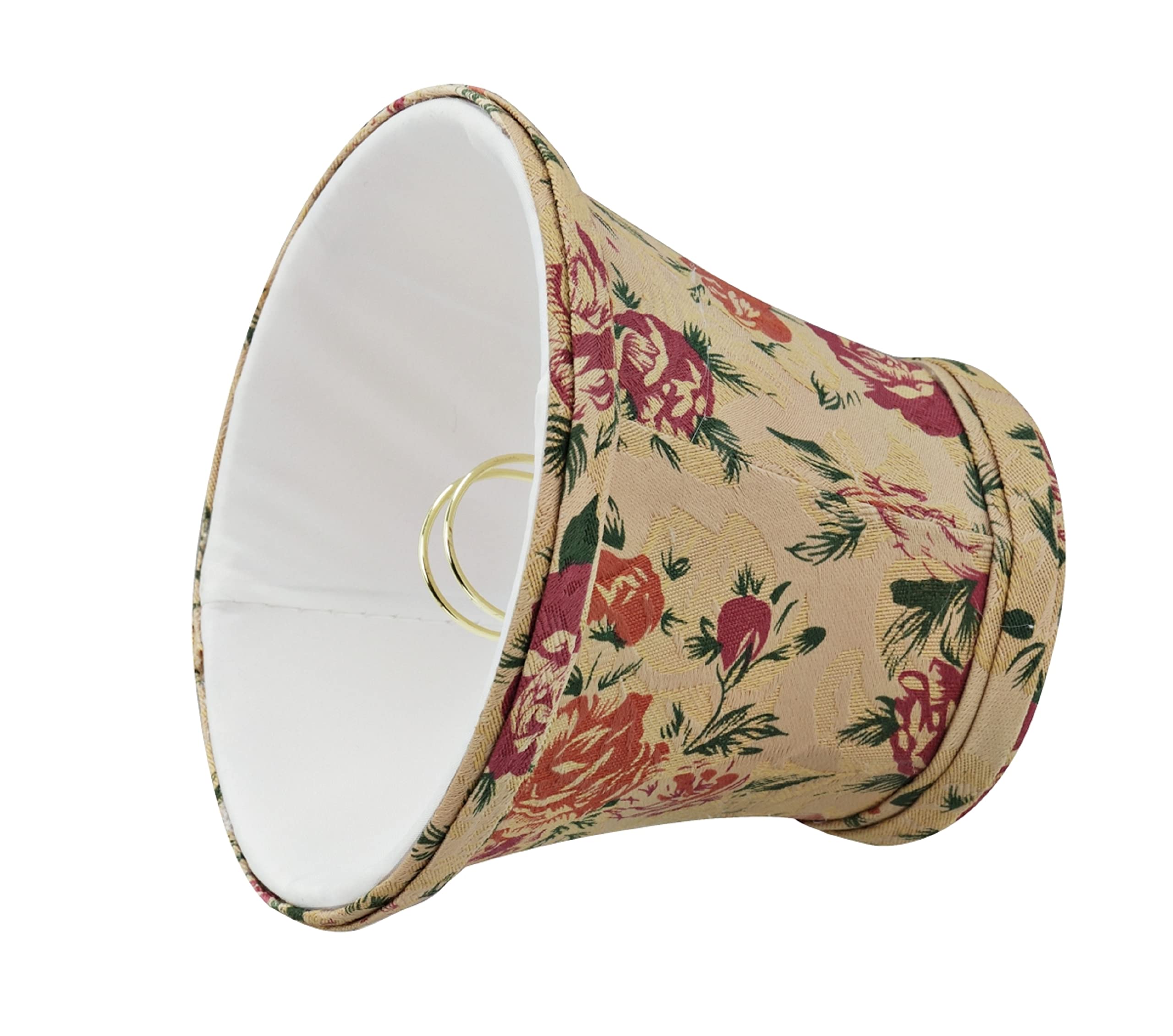 Aspen Creative 30005-2A, Bell Clip-On Chandelier Lamp Shade, Floral Print, 3" Top X 5" Bottom X 4" Slant Height, Set Of 2