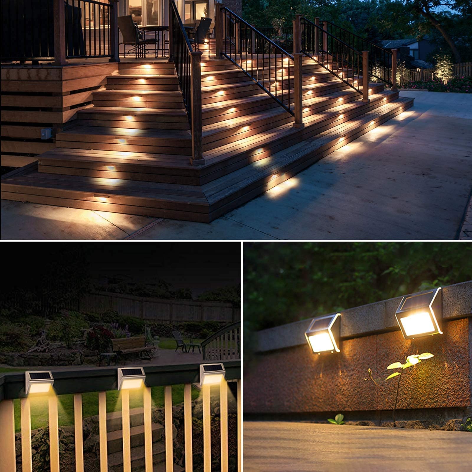 JSOT Solar Deck Lights, 12-Pack Stainless Steel & ABS, Warm Light, Outdoor Waterproof Fence, Garden Patio Wall Railing Lighting