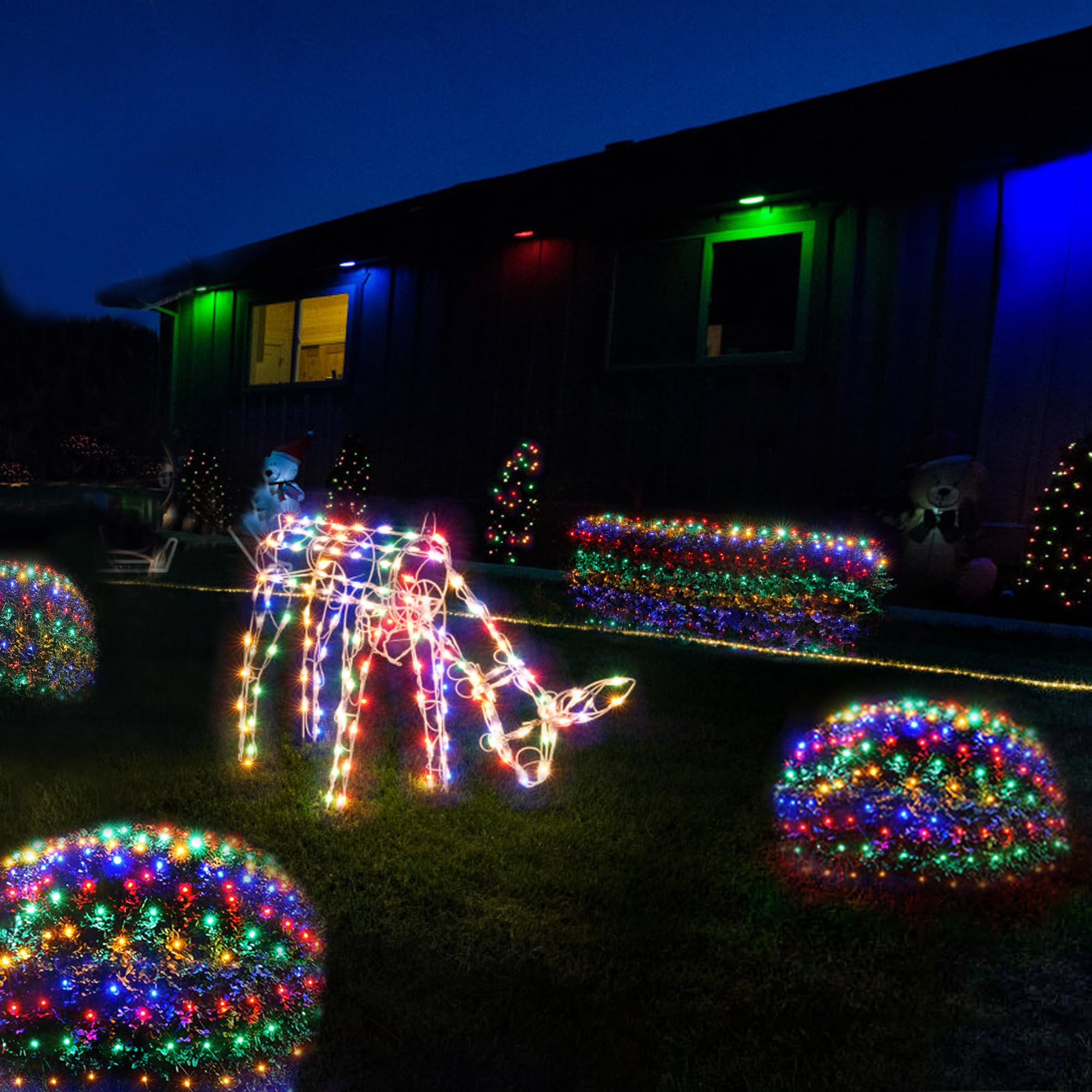 WBao Solar Christmas Lights 200LED Net Lights with Remote Control, 8 Modes, Timer, 8.4ft x 5.2ft, Multicolor