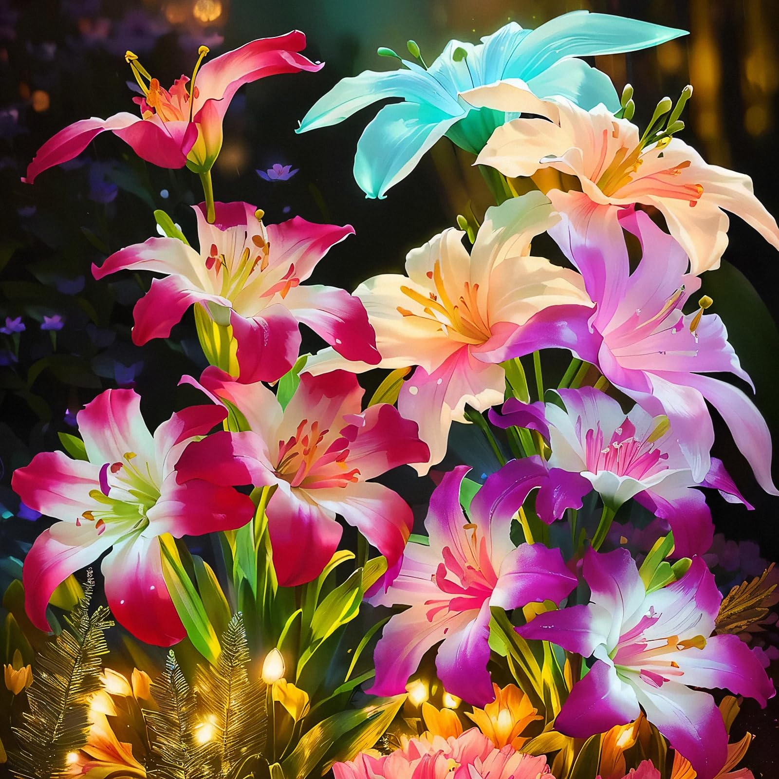 Todaka Solar Lights Outdoor Waterproof, 4 Pack Upgraded Garden Lights Solar Powered Outdoor Lights With 16 Double Layer Lily Flowers, Colorful Outdoor Solar Lights For Outside Yard Patio Garden Decor
