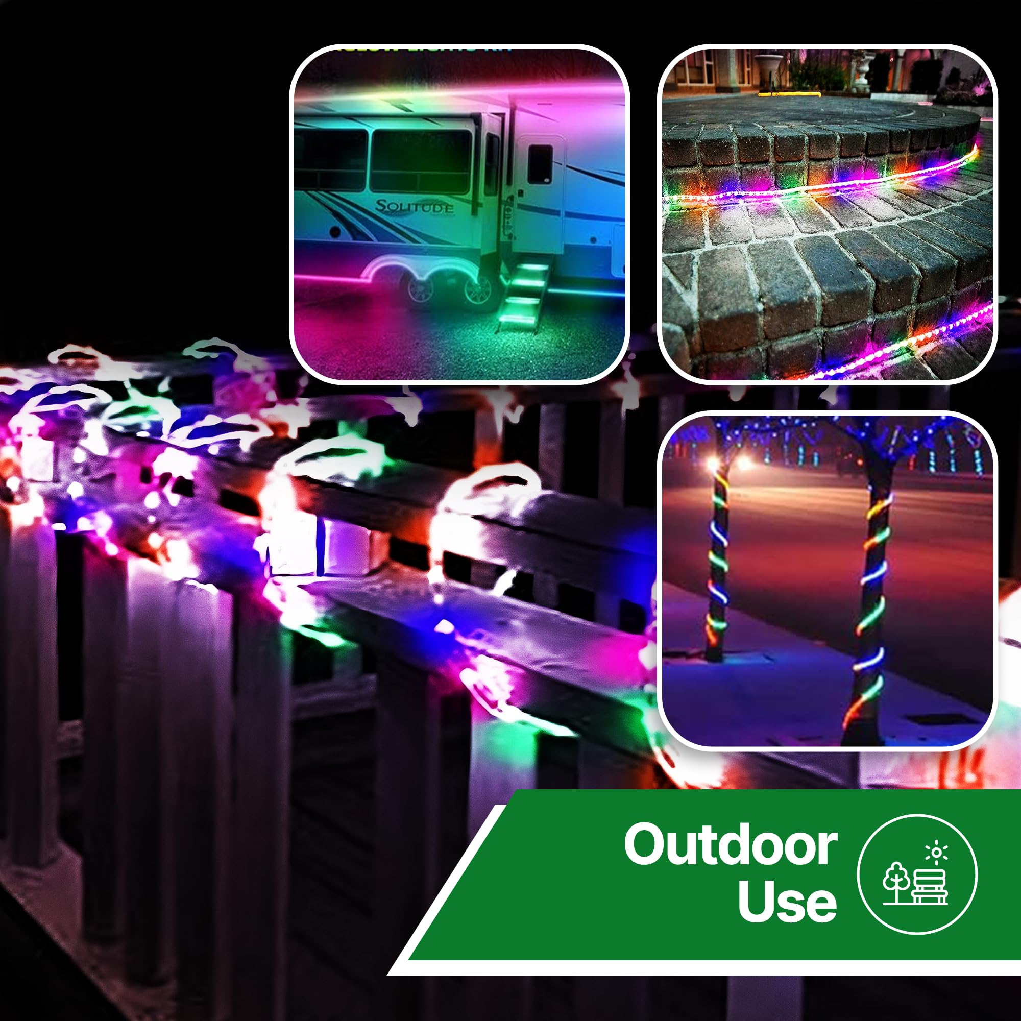 Tupkee LED Rope Light Multi-Color 24 Feet Pack of 2 - 10MM Diameter, 144 Long Life Bulbs for Indoor/Outdoor Use