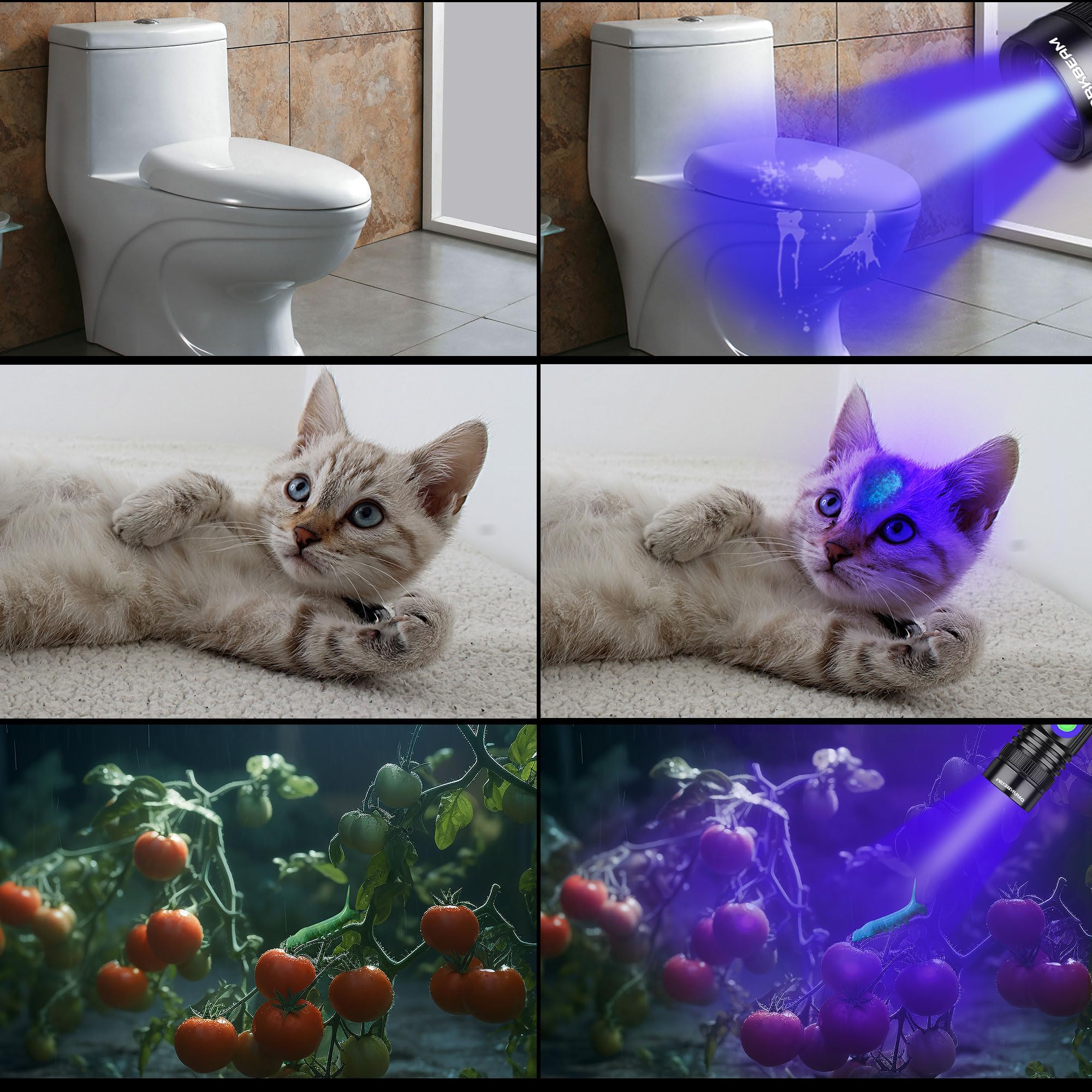 DARKBEAM UV Flashlight A300 - Rechargeable 365nm LED, Pocket-size, Aluminum, Black Light for Pet Urine Detection and Stain Removal