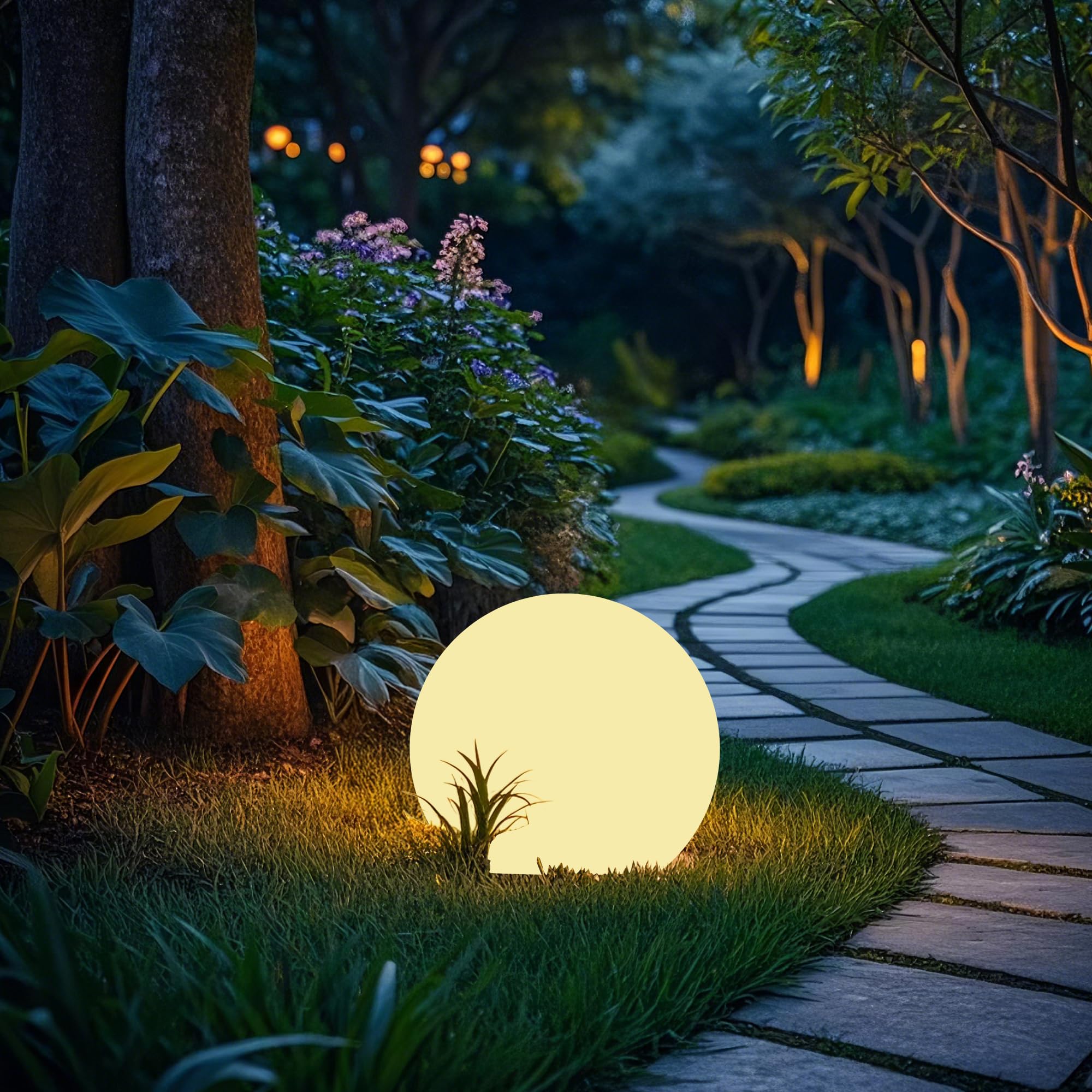 shumi Solar Ball Light-12inch LED Outdoor Table Lamp,16 RGB Colors and Dimmable Globe Light with Remote,Decor for Patio,Garden,Y