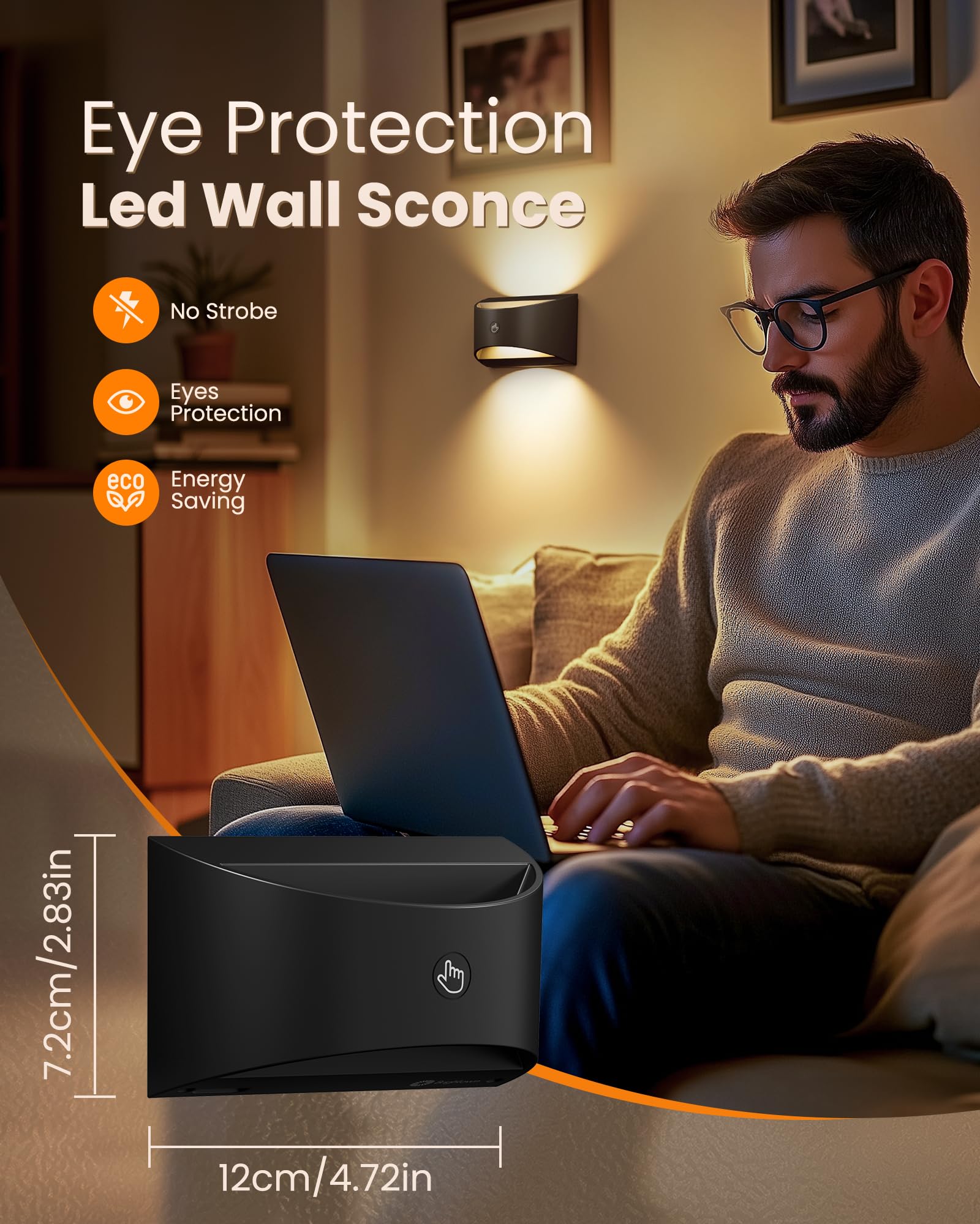 Brightown Magnetic Wall Sconces Set Of Two  Rechargeable Battery Powered Wall Sconce With Remote Control  3 Colors Wireless Up And Down Wall Mount Light For Hallway Bedroom Bedside Living Room (Black)