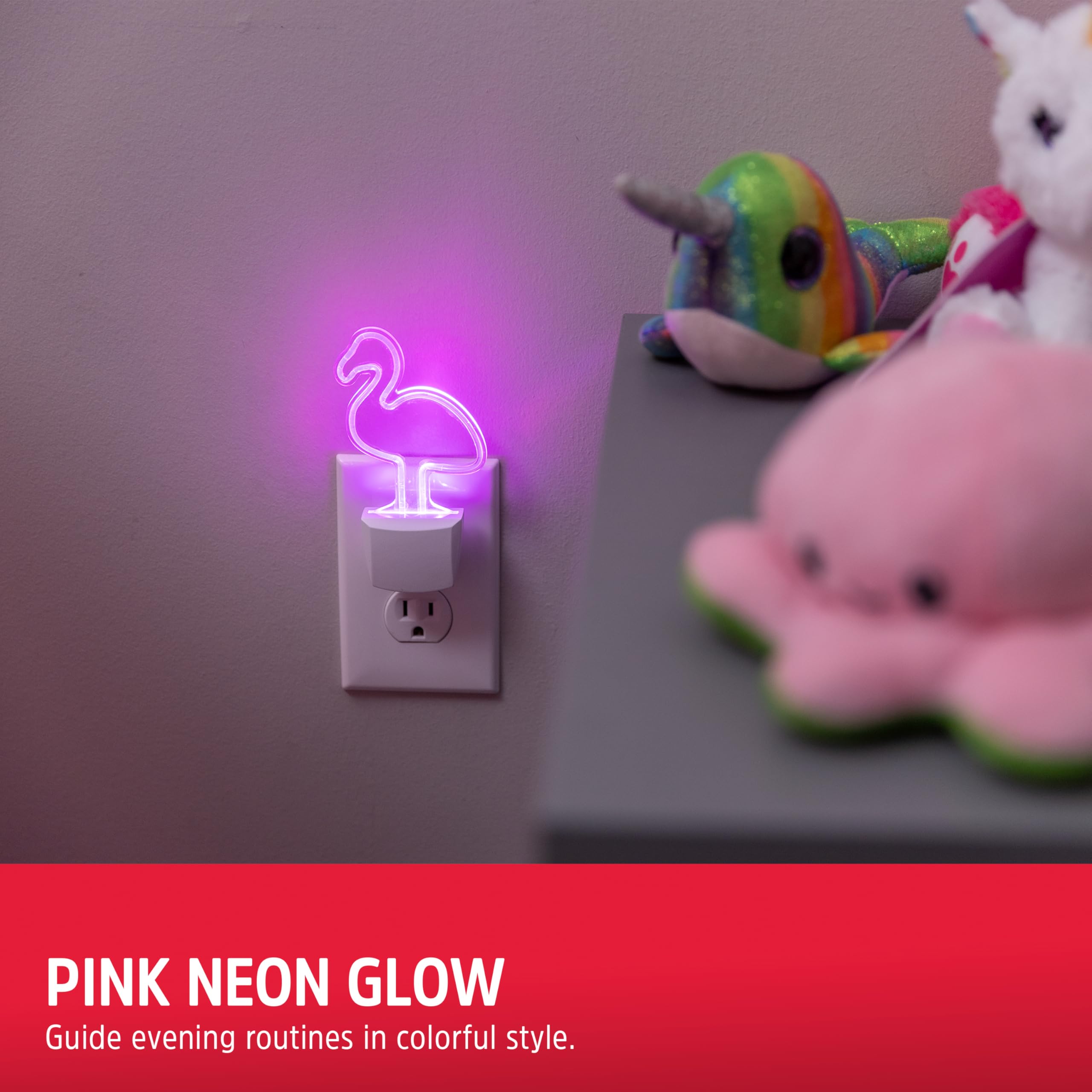 Energizer Pink Flamingo Night Light - Neon, Auto On/Off, 1 Pack, Perfect for Kids' Rooms and Nursery Decor